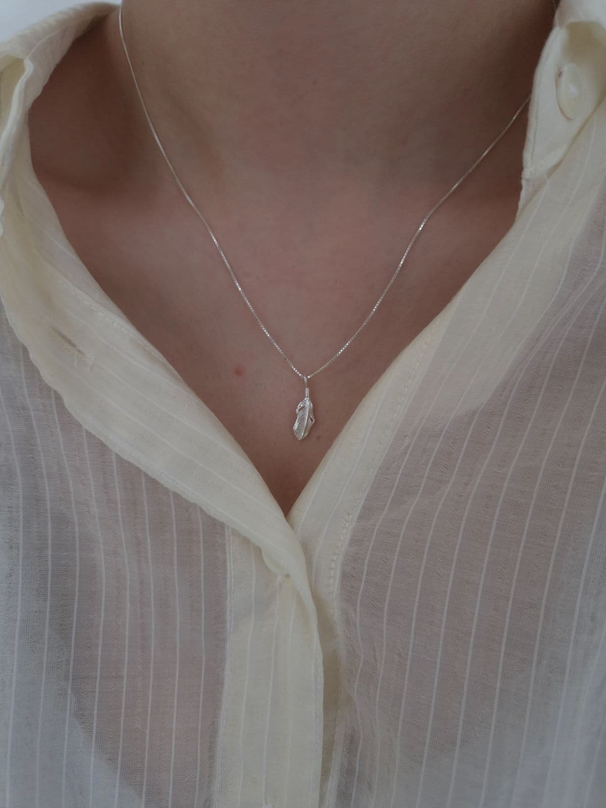 Silver 925 Leaf Box Chain Necklace N260778534 - 이미지 4
