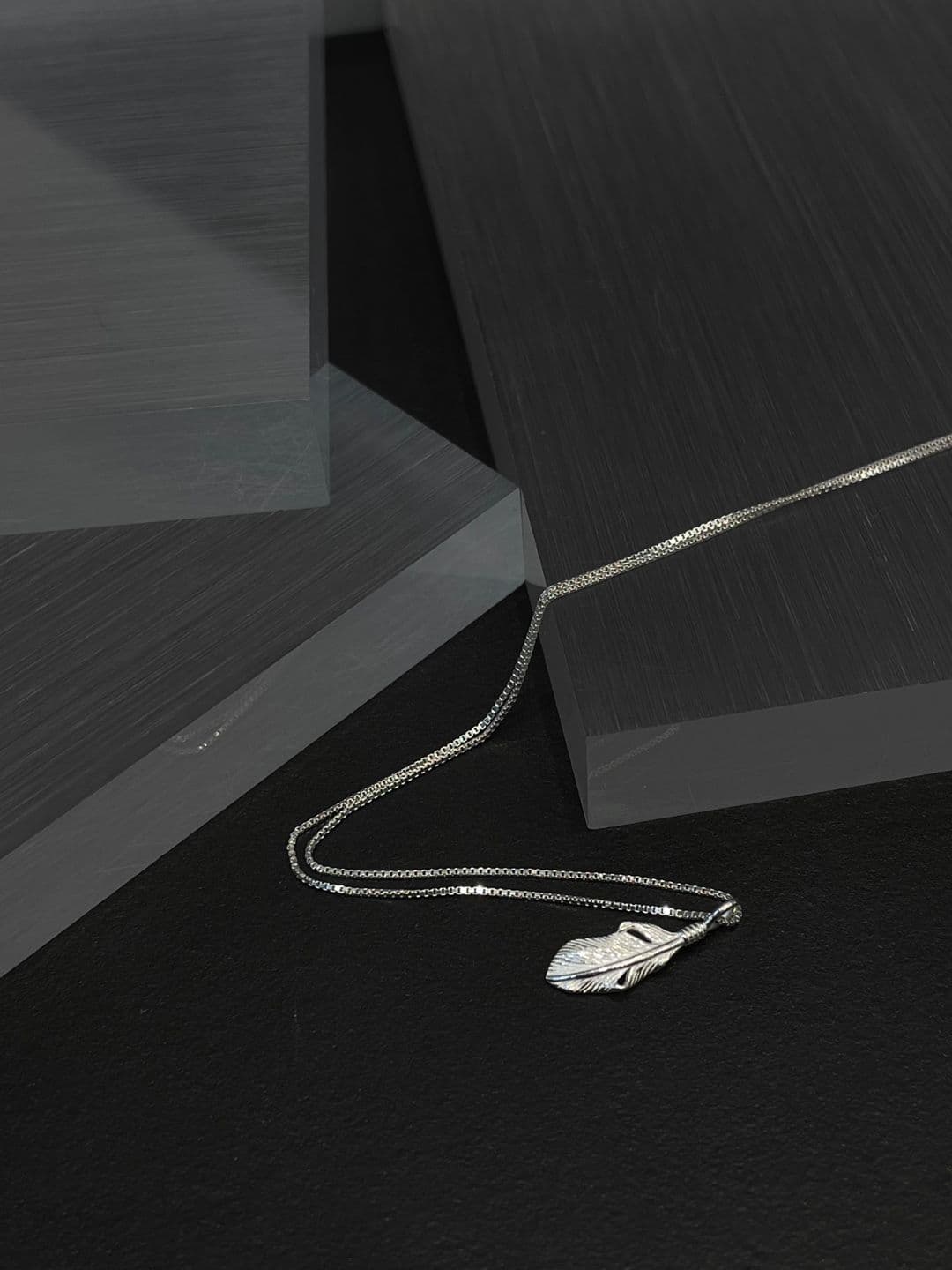 Silver 925 Leaf Box Chain Necklace N260778534 - 이미지 5