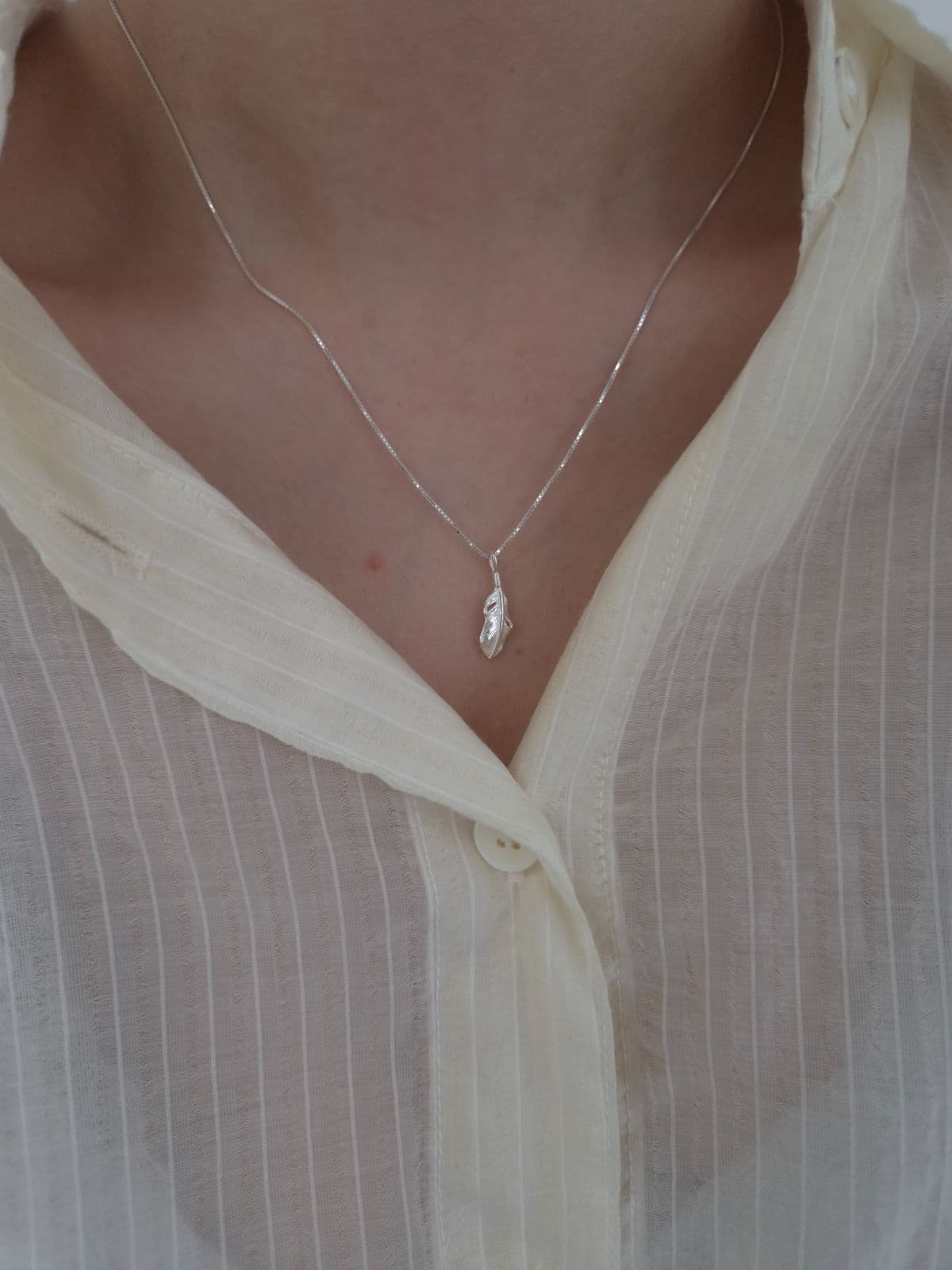 Silver 925 Leaf Box Chain Necklace N260778534 - 이미지 3