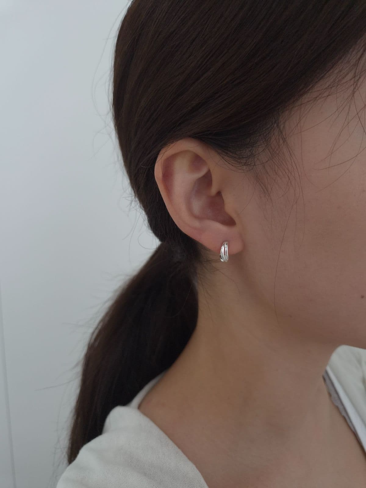 Silver 925 One-Touch Double-Strand Wave Earrings E260778772 - 이미지 3