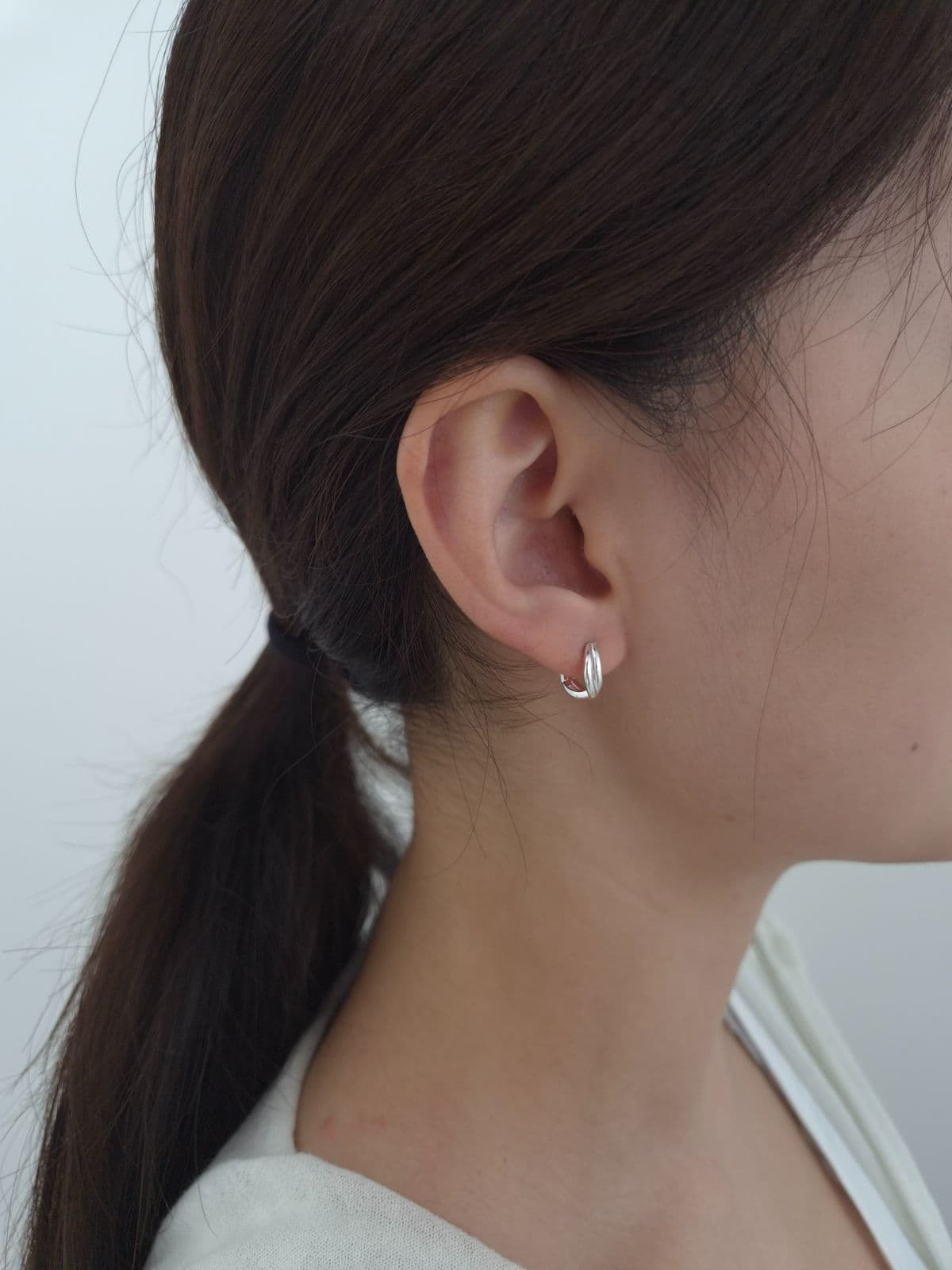 Silver 925 One-Touch Double-Strand Wave Earrings E260778772 - 이미지 2