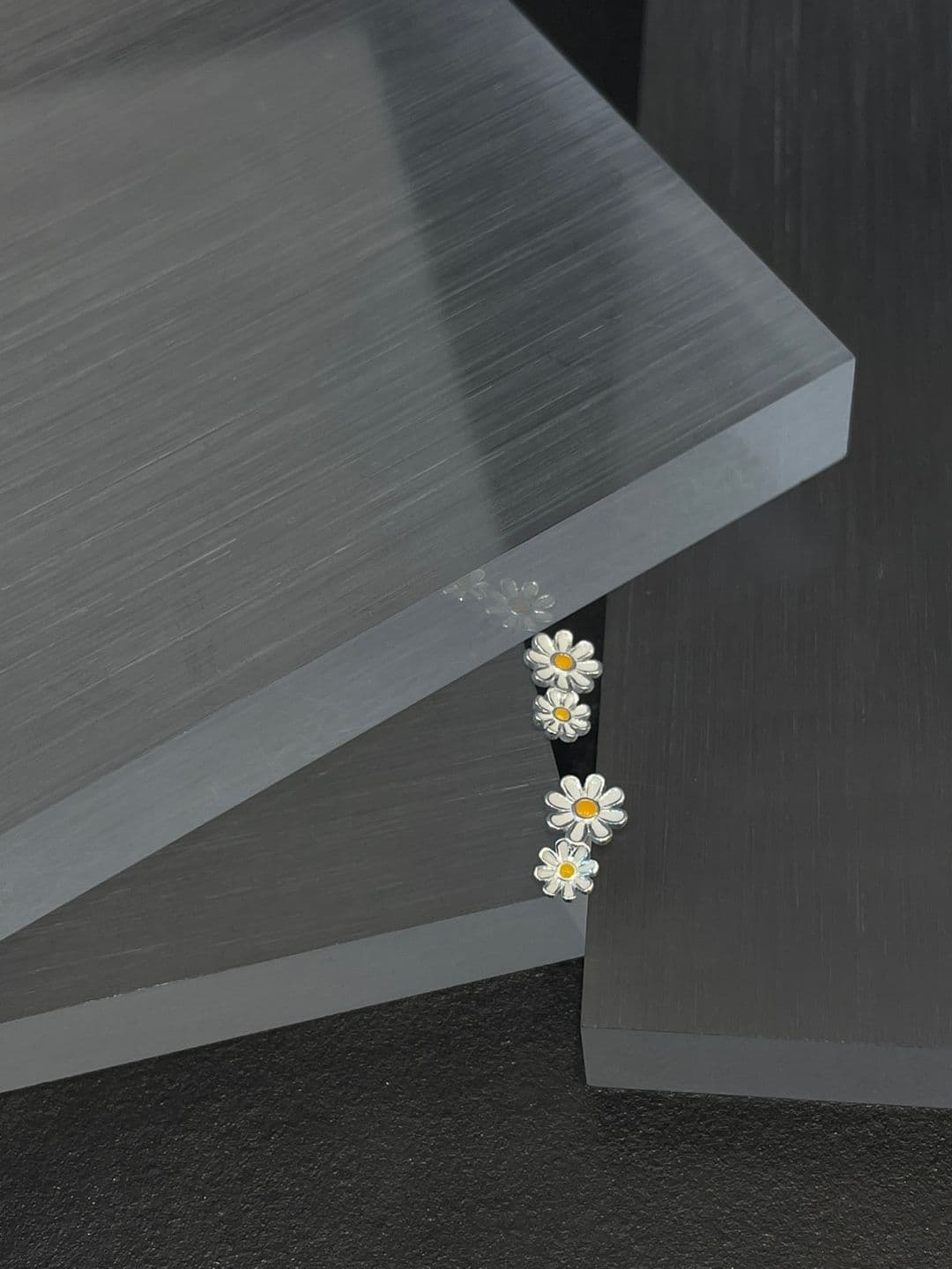 Silver 925 Double Daisy Post Earrings E260777905 - 이미지 4