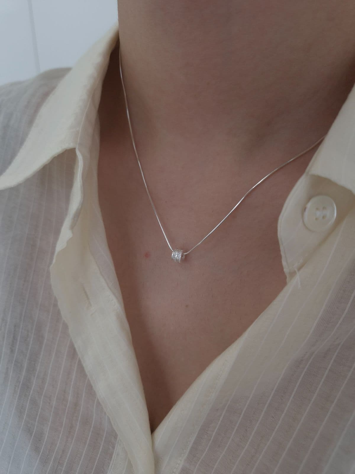 Silver 925 Cubic Ring Snake Chain 1mm Necklace N260786886 - 이미지 3