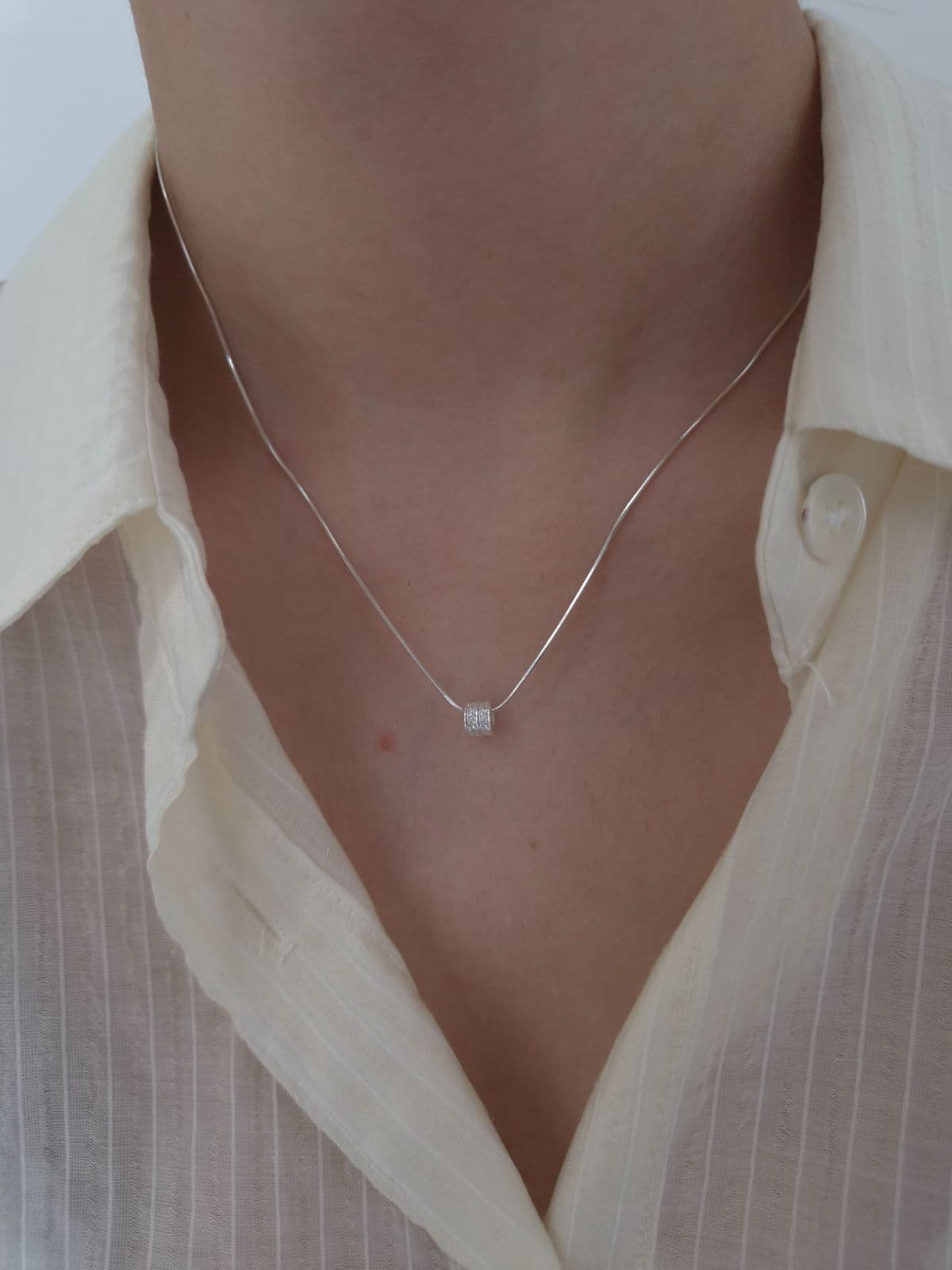 Silver 925 Cubic Ring Snake Chain 1mm Necklace N260786886 - 이미지 4