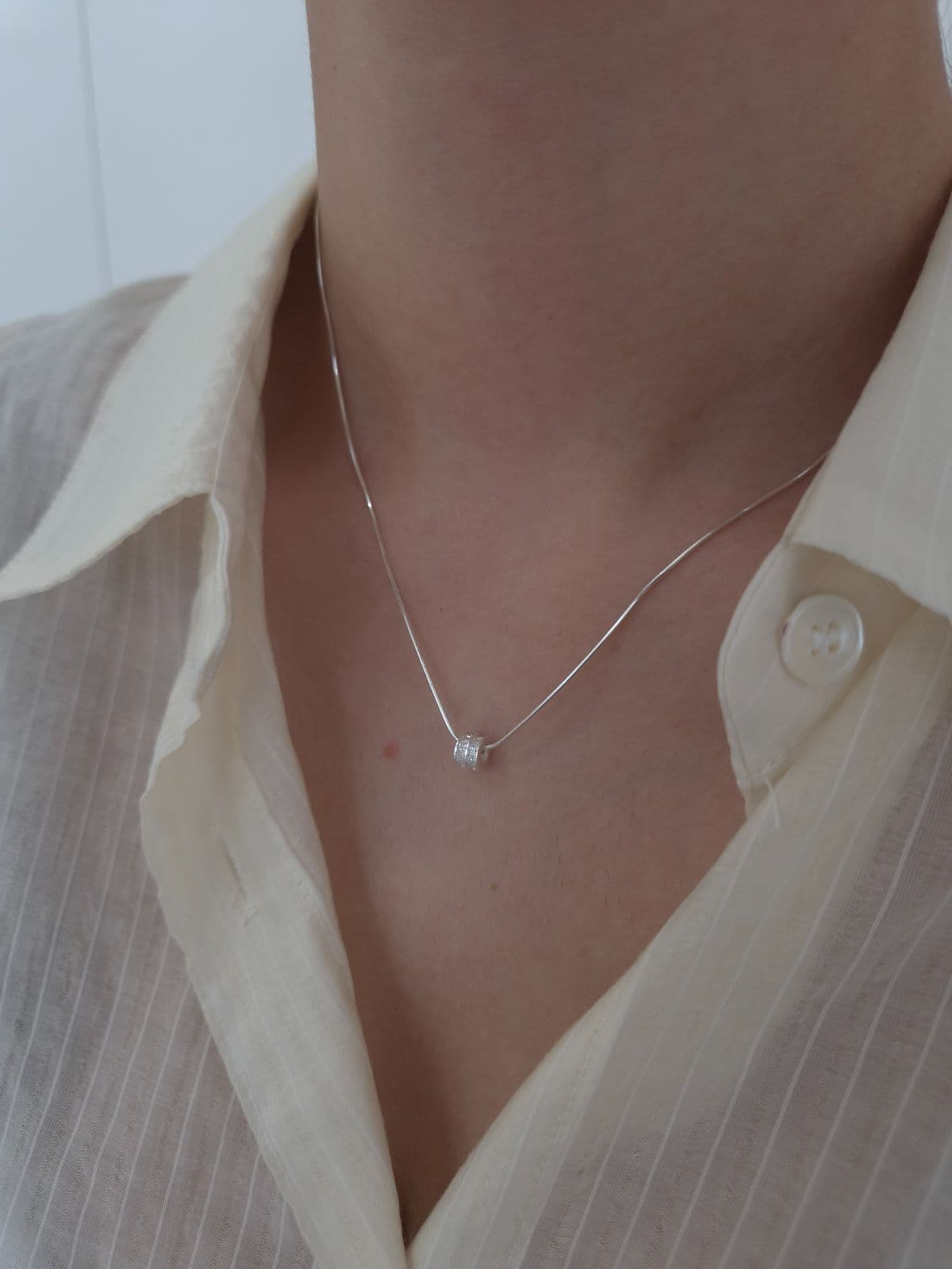 Silver 925 Cubic Ring Snake Chain 1mm Necklace N260786886 - 이미지 1