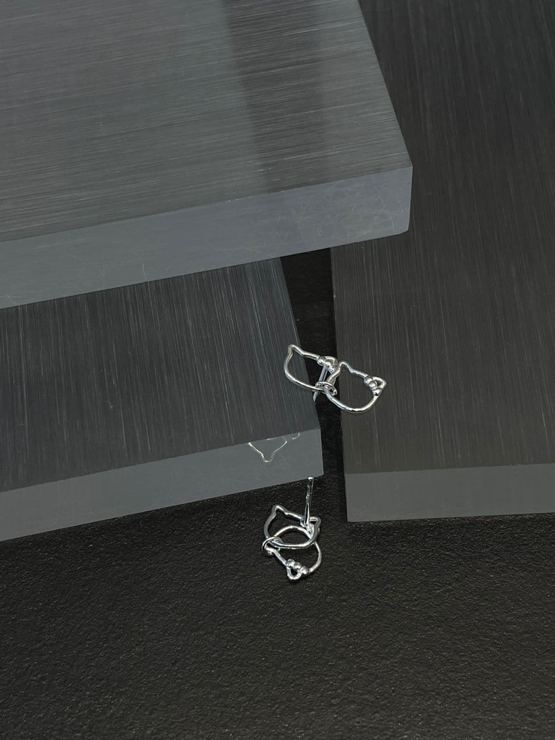 Silver 925 Cat Dangle Post Earrings E260781257 - 이미지 6