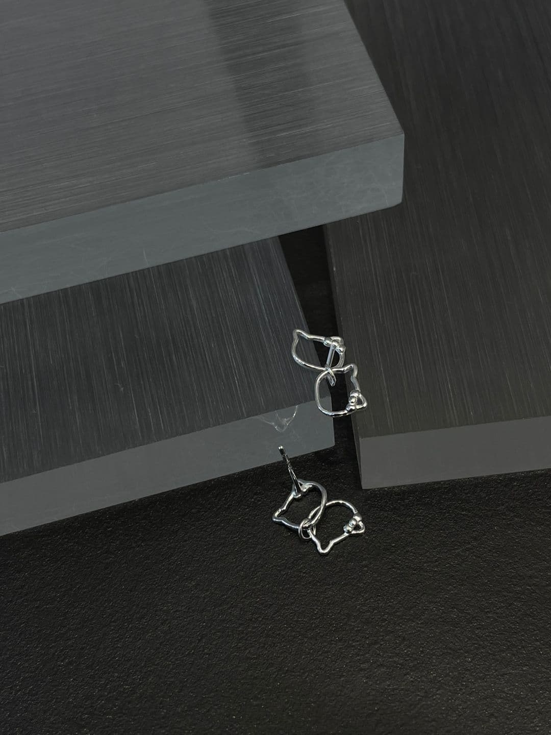 Silver 925 Cat Dangle Post Earrings E260781257 - 이미지 4