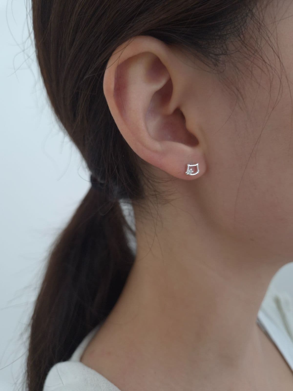 Silver 925 Cat Cubic Post Earrings E260772033 - 이미지 2