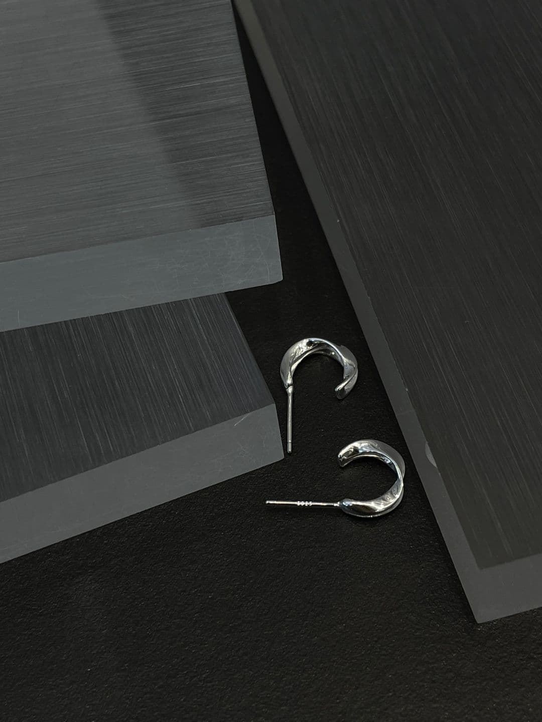 Silver 925 Twisted C-Post Earrings E260781055 - 이미지 5