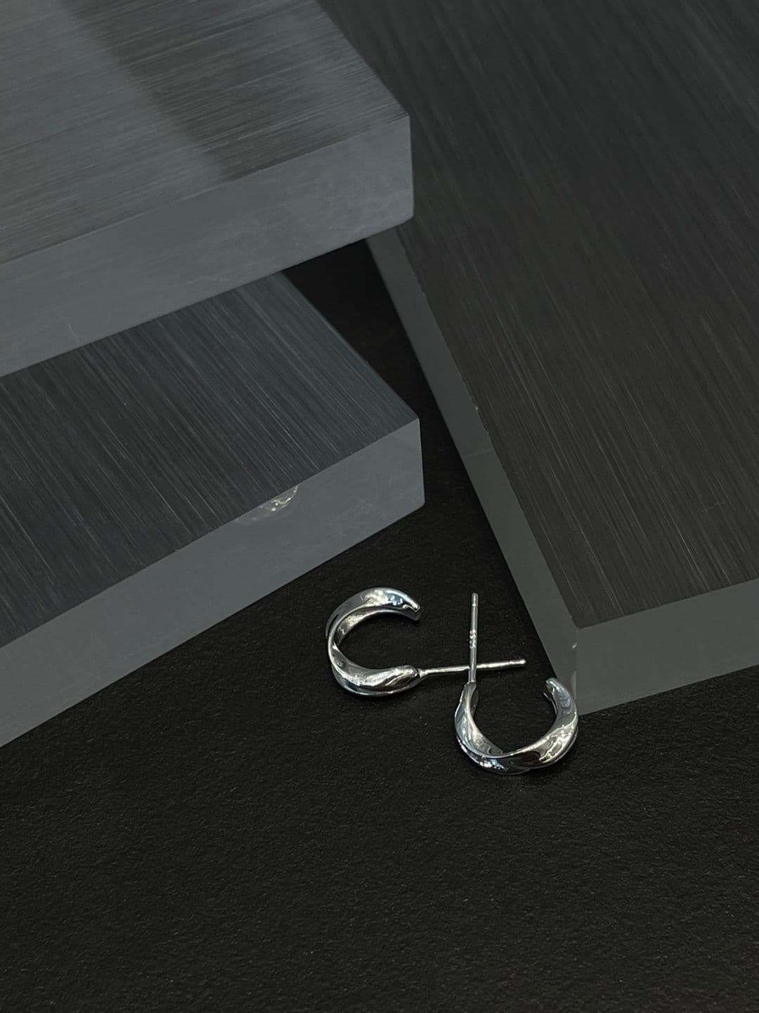 Silver 925 Twisted C-Post Earrings E260781055 - 이미지 6