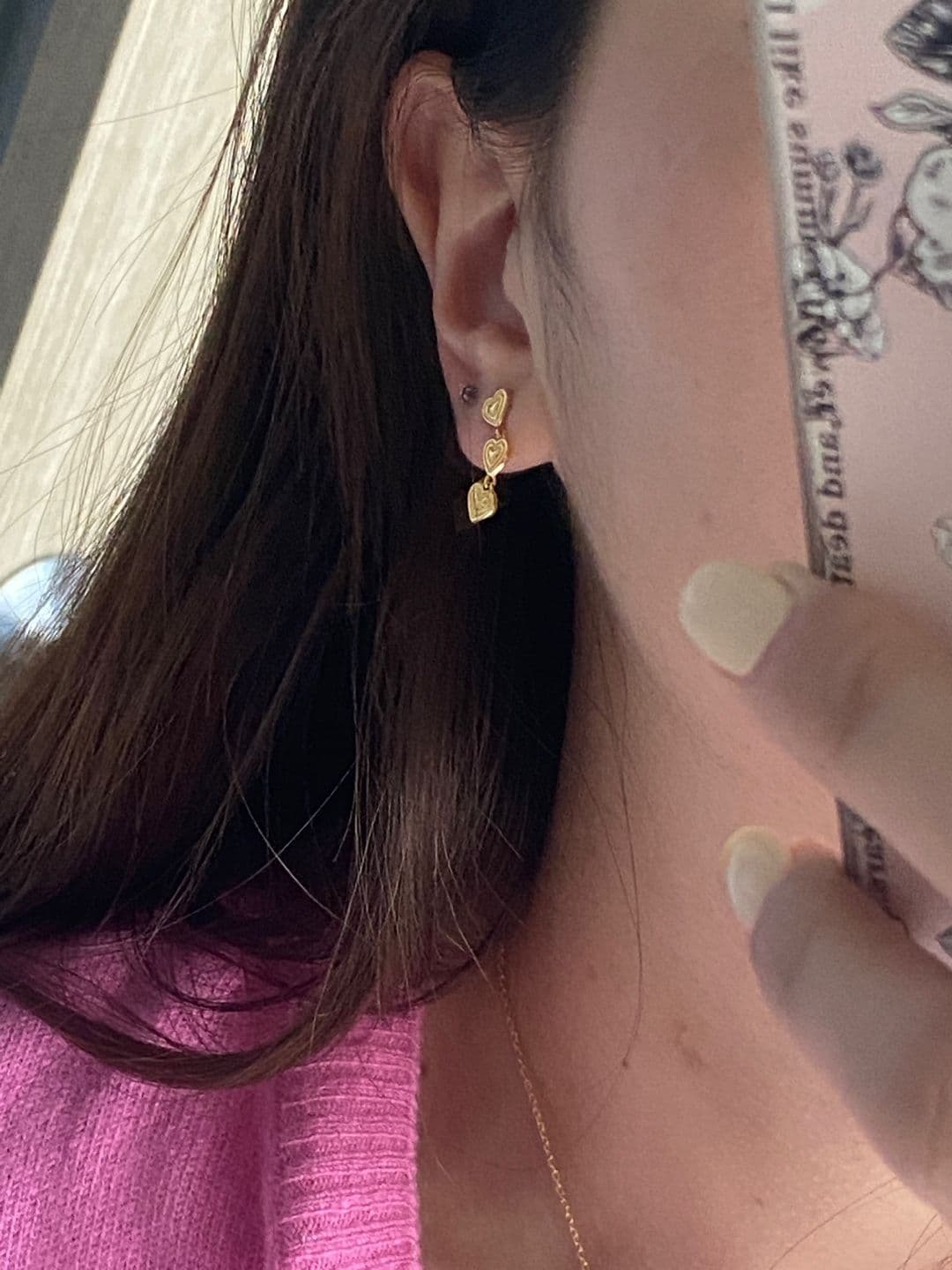Silver 925 Heart Dangle Post Earrings E230214753 - 이미지 1