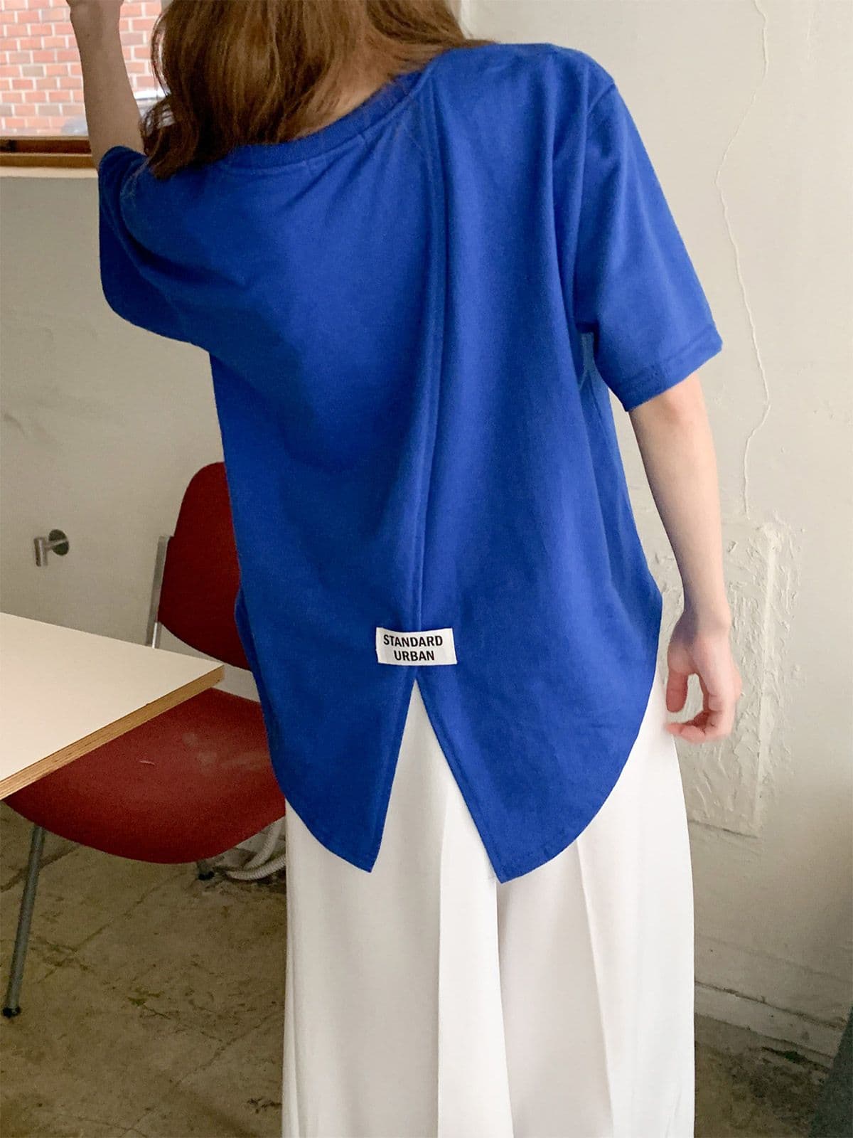 Diagonal Urban T-shirt (New Short Sleeve T-shirt, Back Slit Print T-shirt, Terry Round Neck T-shirt) - 이미지 6