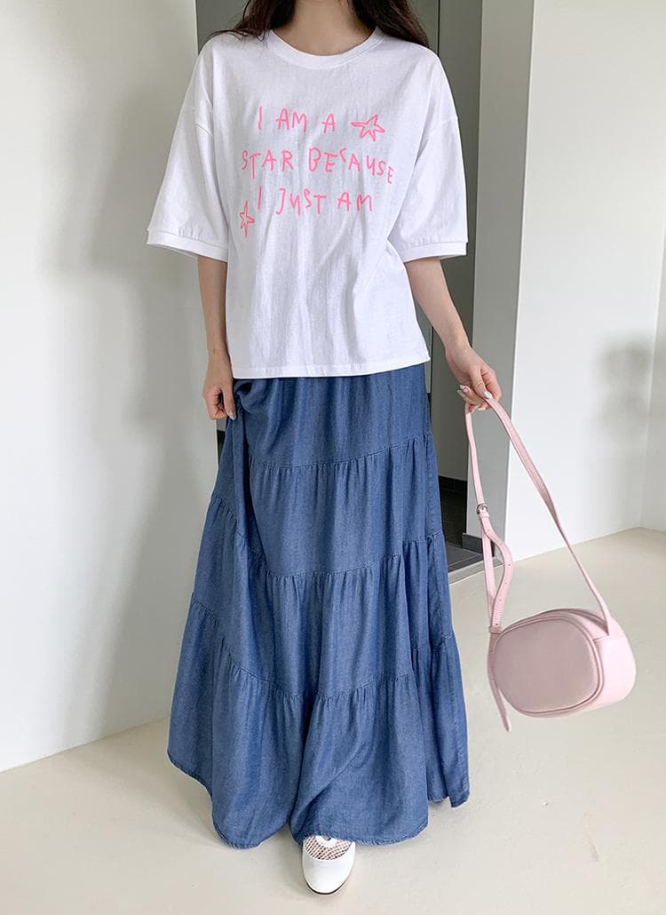 AM Printed T-shirt (New Short Sleeve T-shirt Summer Boxy T-shirt Basic T-shirt Cotton T-shirt Printed T-shirt) - 이미지 2