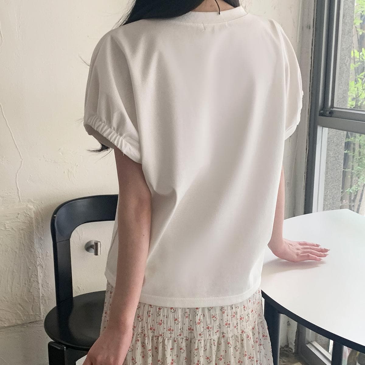 Elastic Sleeve T-shirt (New Summer Short Sleeve T-shirt, Stretch Sleeve Pleated Elastic Tee) - 이미지 2