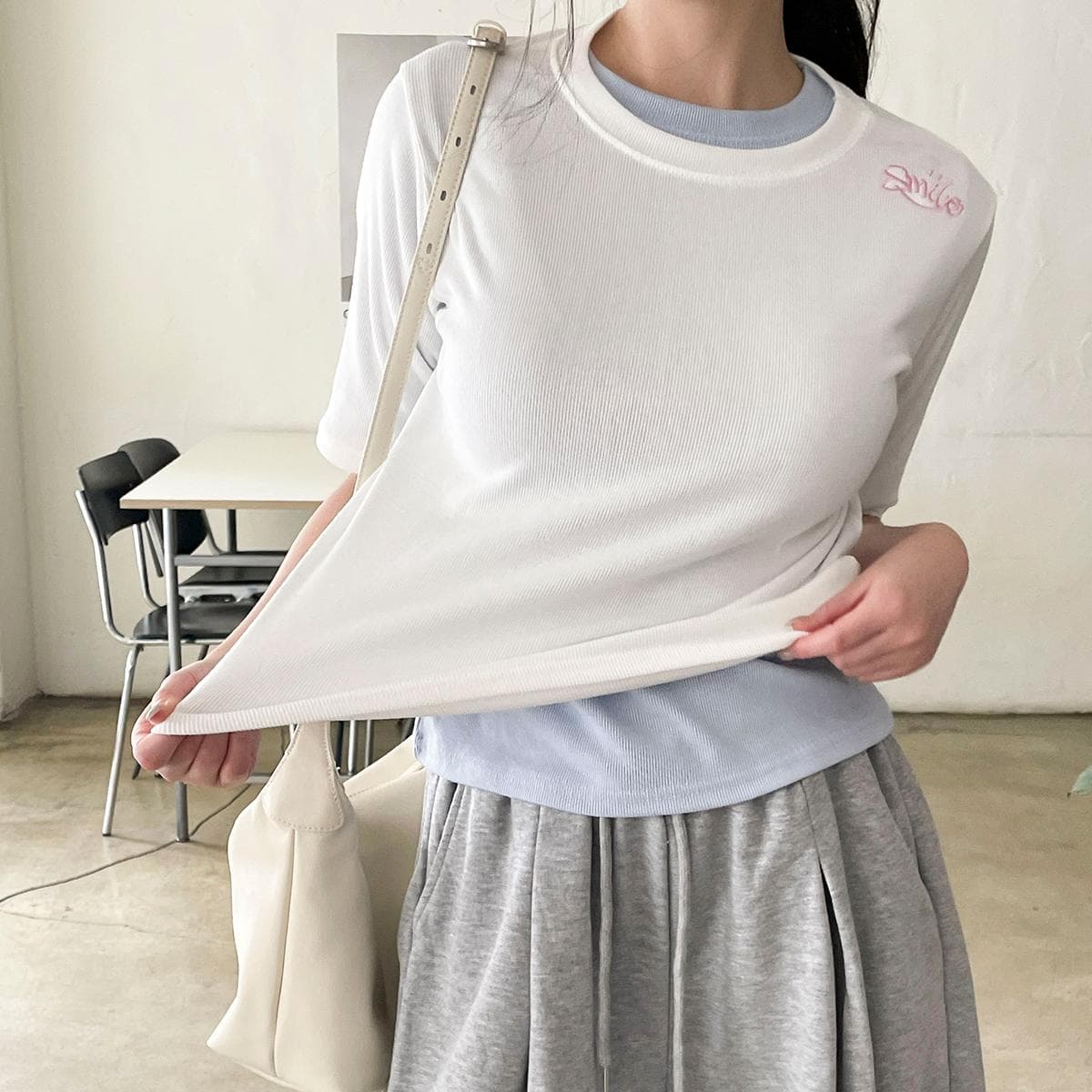 Piner Ribbed T-shirt (New Summer Short Sleeve T-shirt, Summer Basic T-shirt, Spandex T-shirt, Inner Ribbed T-shirt) - 이미지 4
