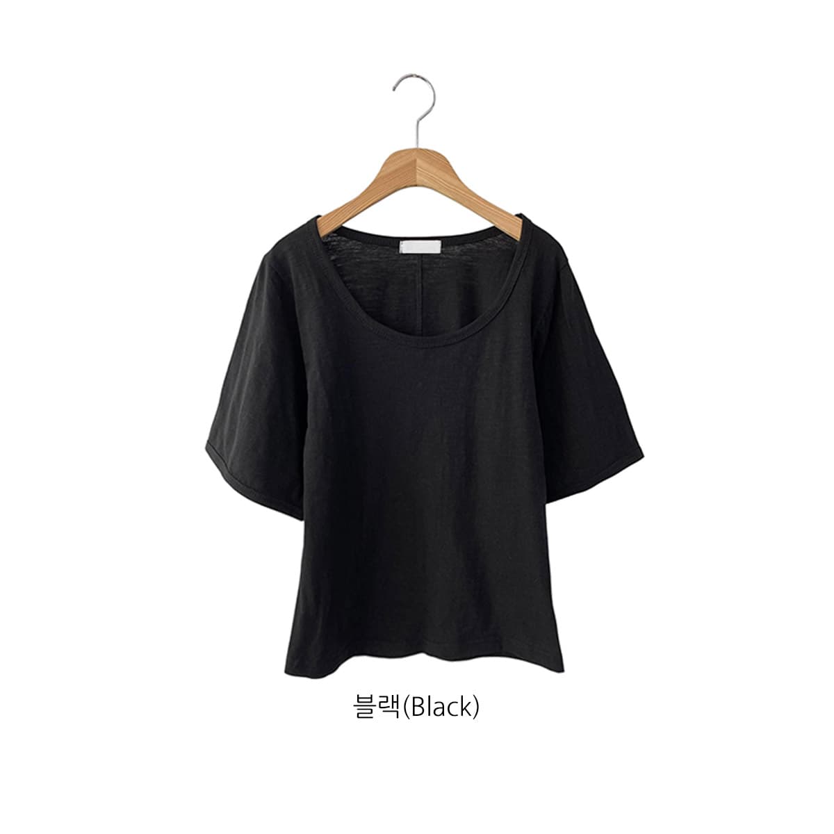 U-neck Big Sleeve (New Summer Short Sleeve T-shirt U-neck Slub Cotton Tee) - 이미지 16