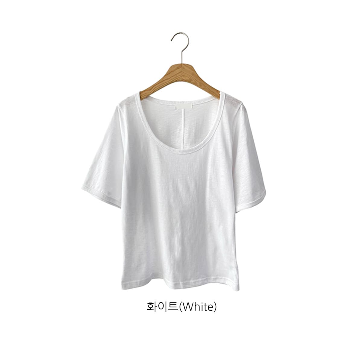 U-neck Big Sleeve (New Summer Short Sleeve T-shirt U-neck Slub Cotton Tee) - 이미지 17