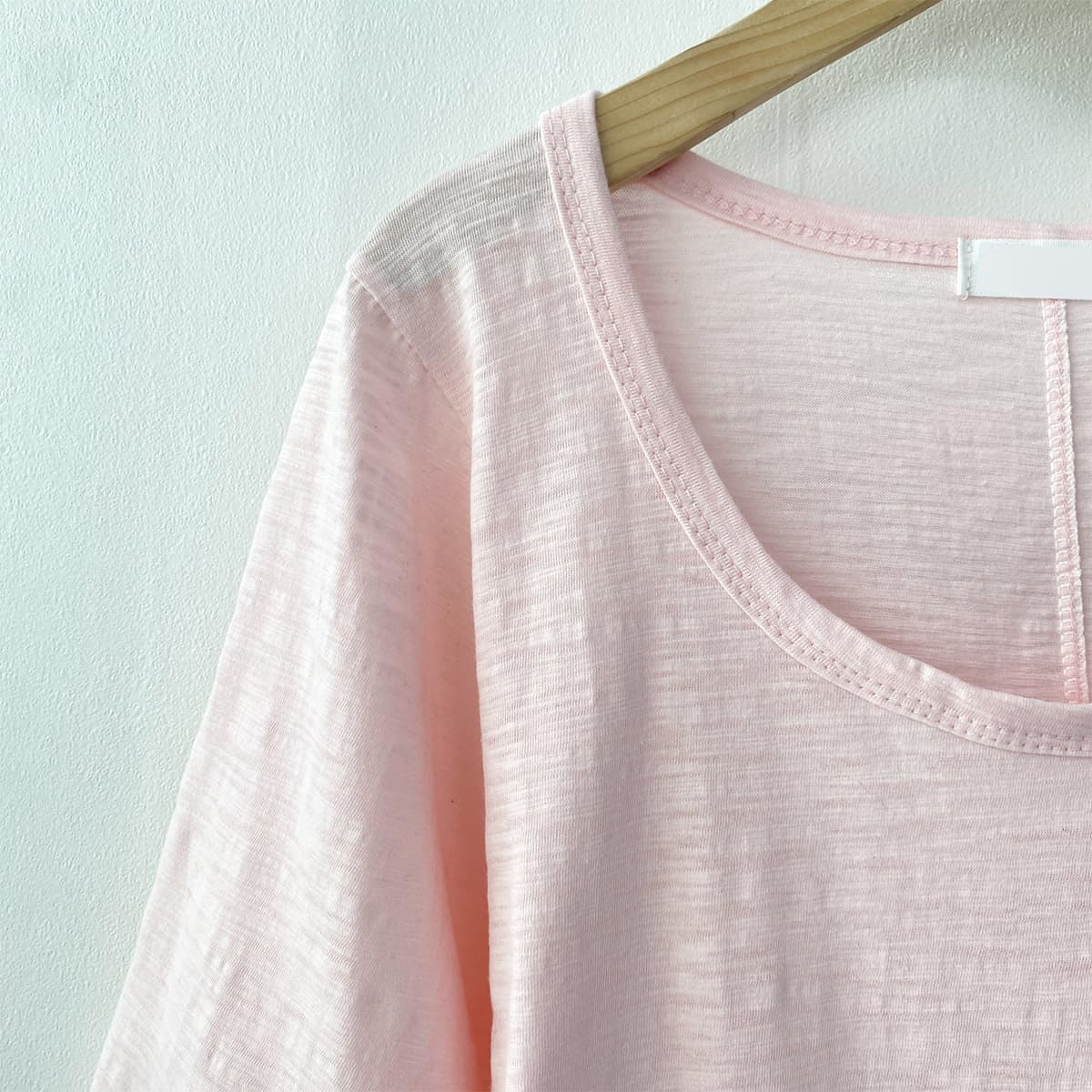 U-neck Big Sleeve (New Summer Short Sleeve T-shirt U-neck Slub Cotton Tee) - 이미지 10
