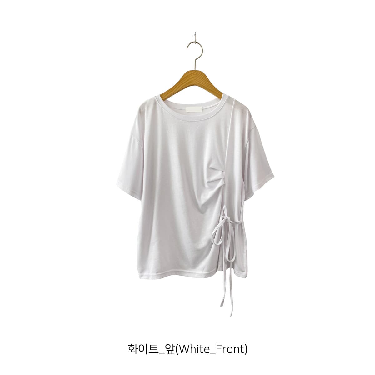Ribbon Tie Pleated T-shirt (New Summer Cooling Short Sleeve Tee Shirred Pleated Tee) - 이미지 13