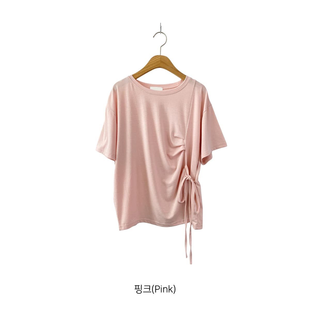 Ribbon Tie Pleated T-shirt (New Summer Cooling Short Sleeve Tee Shirred Pleated Tee) - 이미지 15