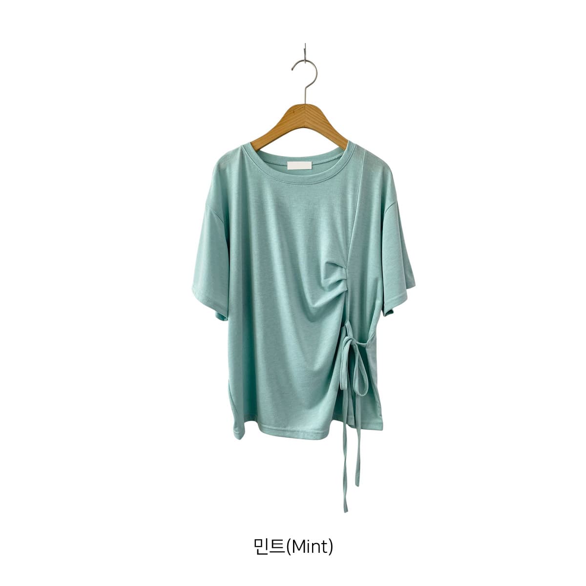 Ribbon Tie Pleated T-shirt (New Summer Cooling Short Sleeve Tee Shirred Pleated Tee) - 이미지 16