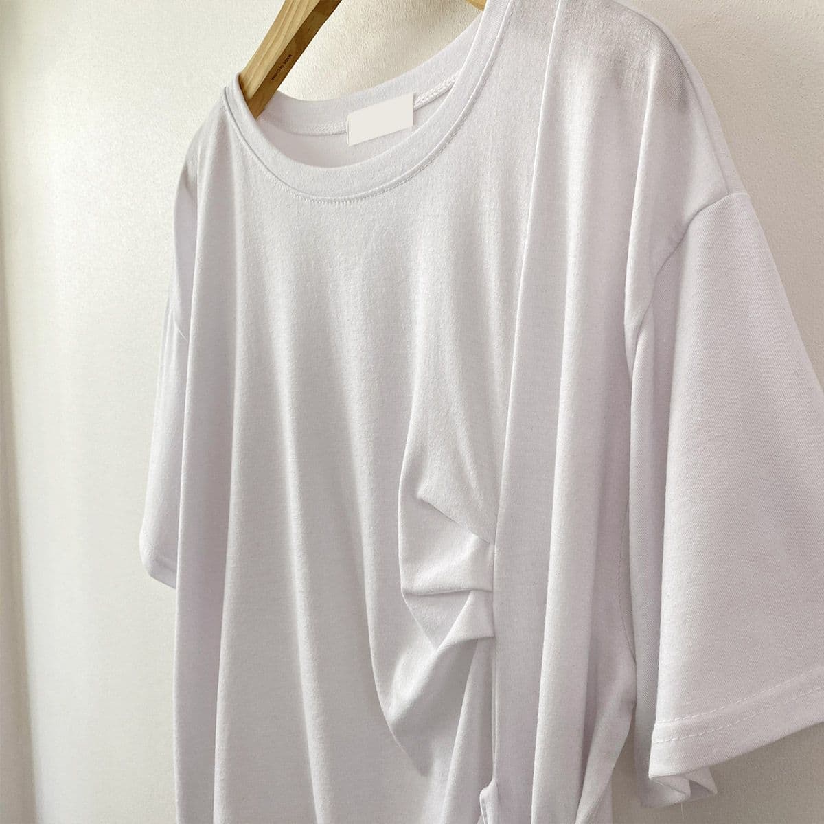 Ribbon Tie Pleated T-shirt (New Summer Cooling Short Sleeve Tee Shirred Pleated Tee) - 이미지 11