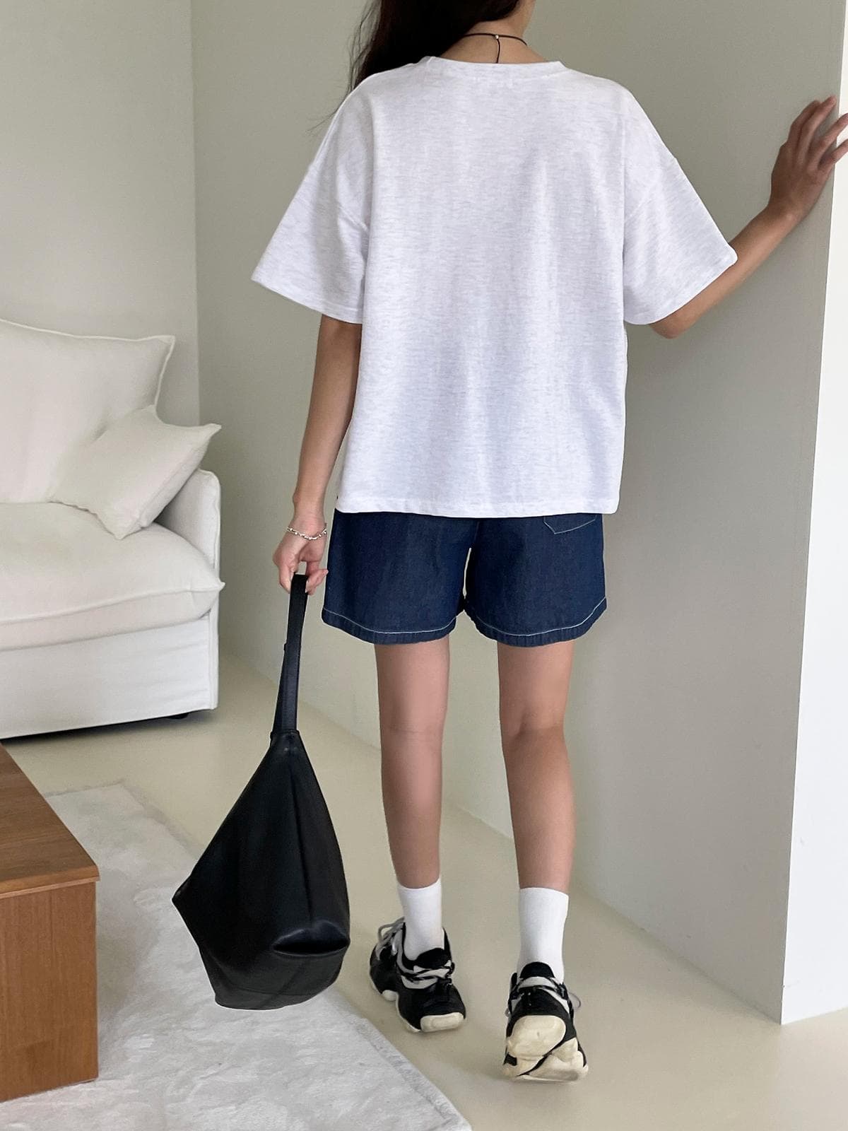 Slit T-shirt (New Summer Arrival Short Sleeve T-shirt Slit T-shirt Basic T-shirt Cotton T-shirt Round Neck) - 이미지 6