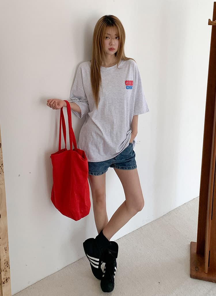 Coming Flare T-shirt (New Summer Short Sleeve T-shirt, Boxy T-shirt, Loose Fit, Big Size Cotton T-shirt) - 이미지 3