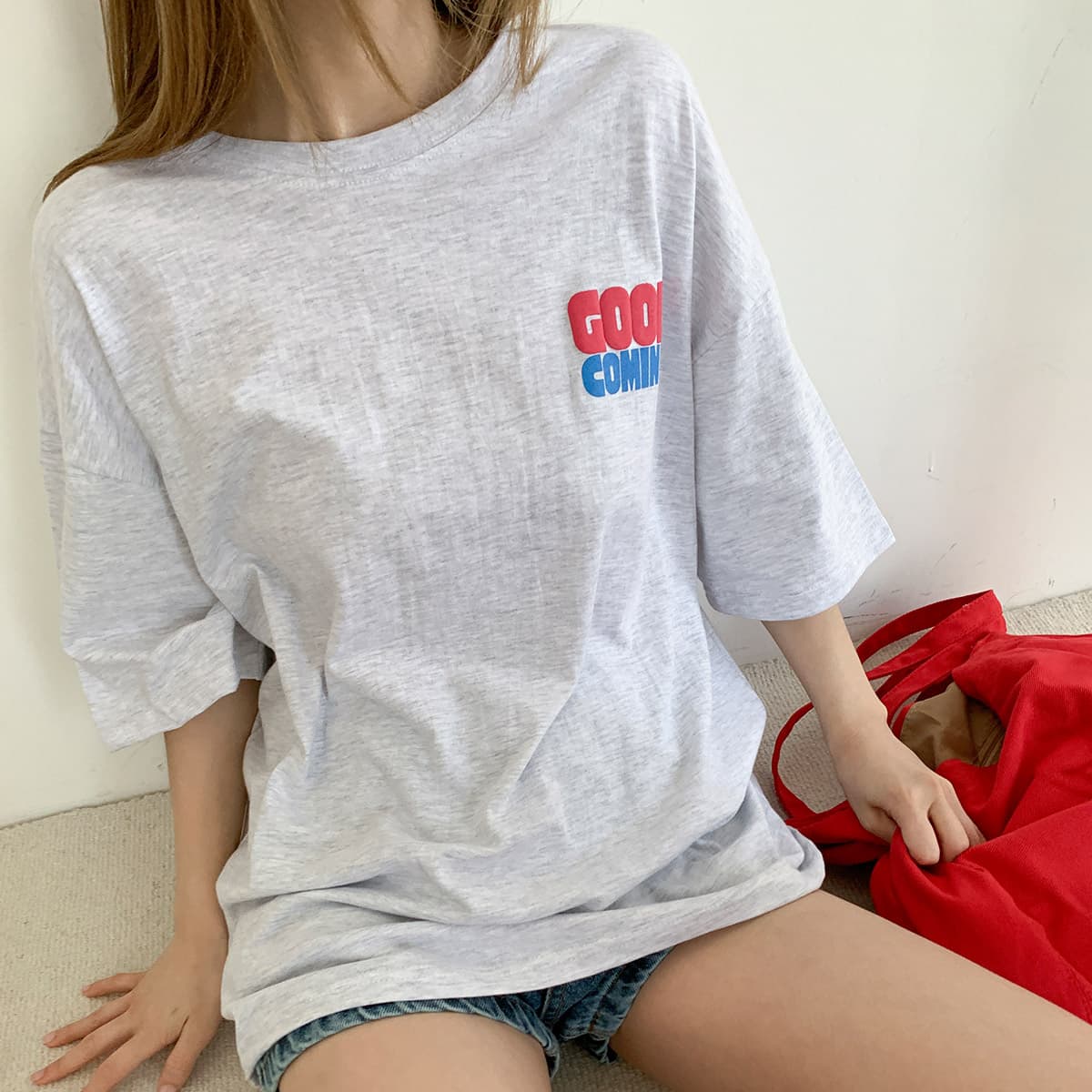 Coming Flare T-shirt (New Summer Short Sleeve T-shirt, Boxy T-shirt, Loose Fit, Big Size Cotton T-shirt) - 이미지 5