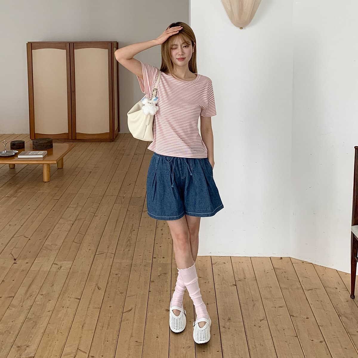 Cocktail Striped T-shirt (New Summer Short Sleeve T-shirt, Basic Striped T-shirt, Ribbed Spandex) - 이미지 6