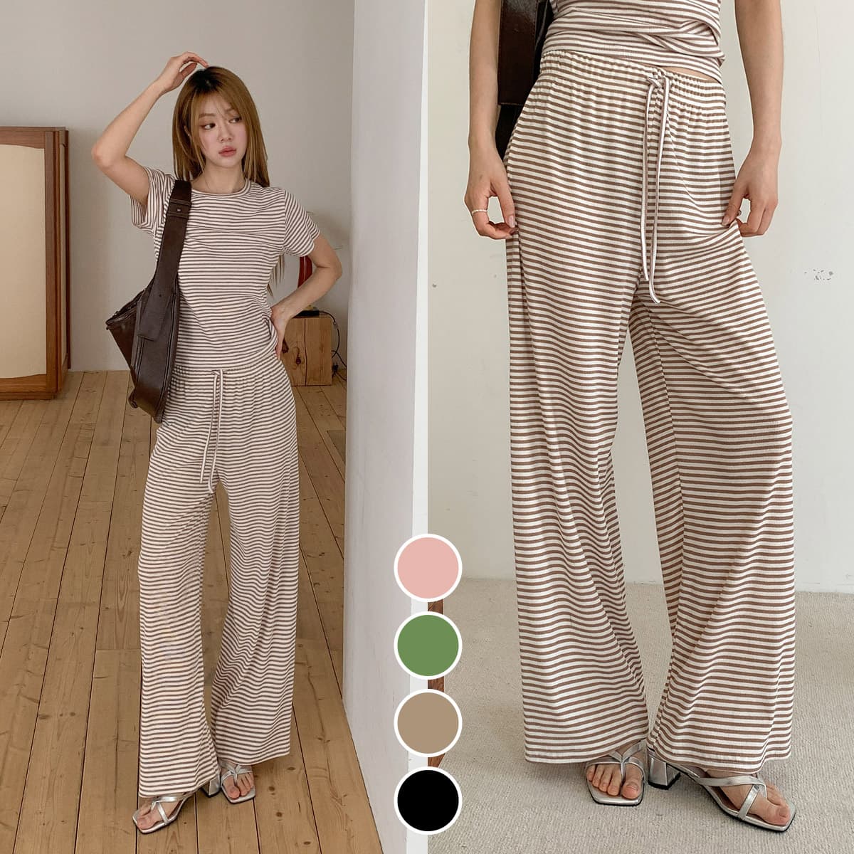 Cocktail Striped Pants (New Summer Elastic Pants Cool Pants Striped) - 이미지 1