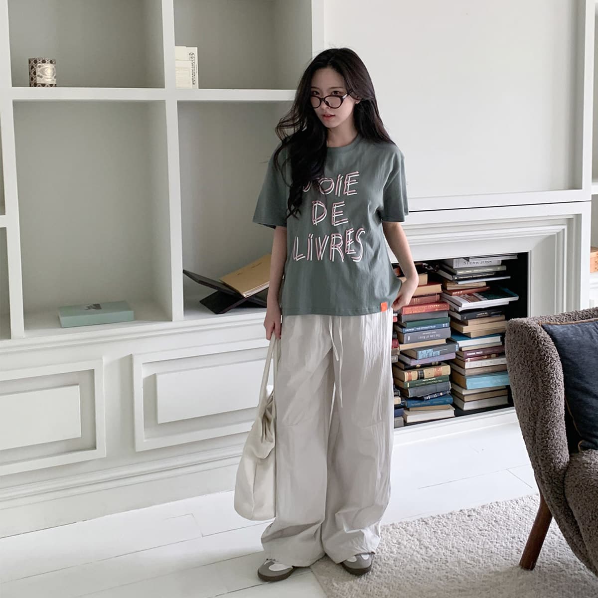 Double Line T-shirt (New Summer Printed T-shirt, Boxy T-shirt) - 이미지 4