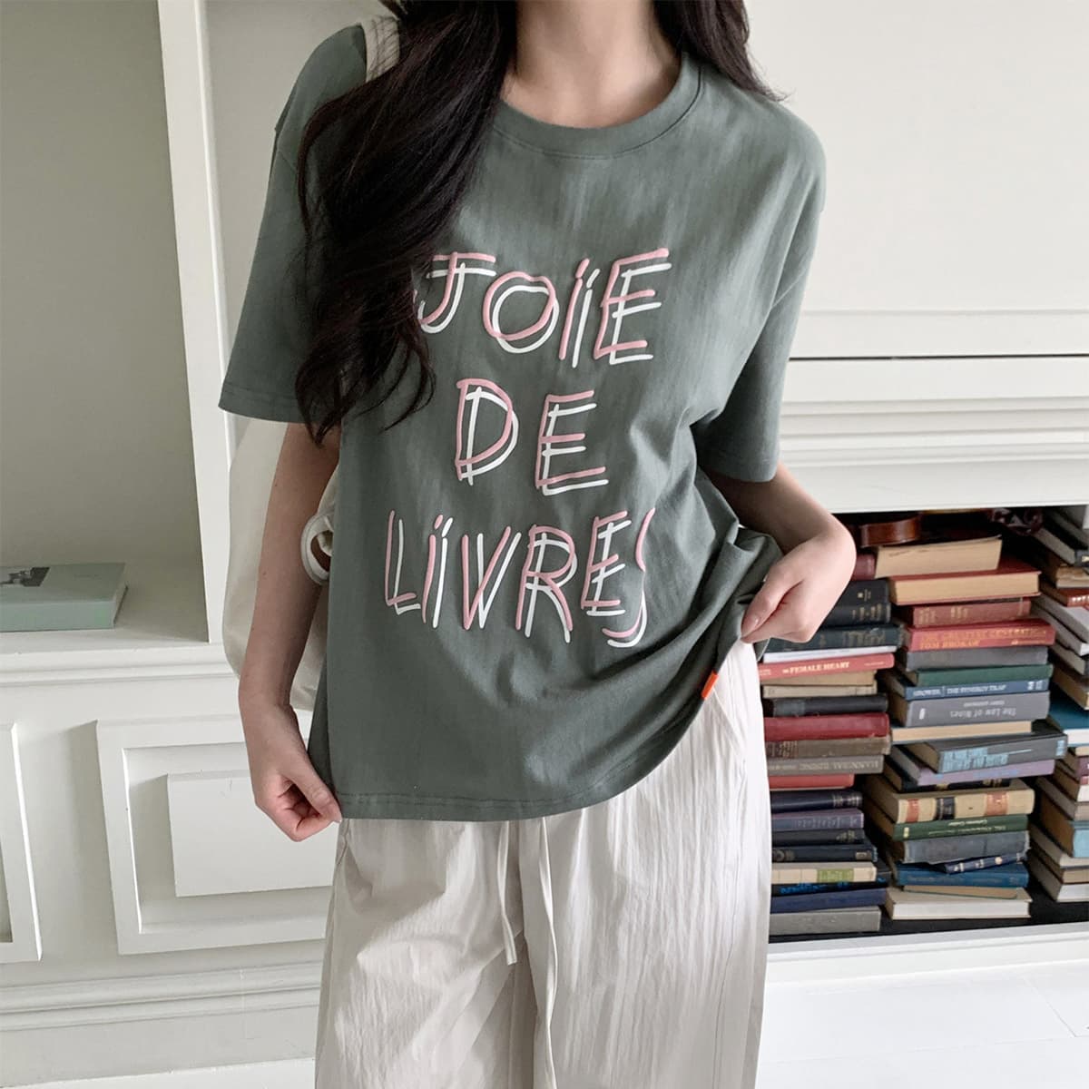 Double Line T-shirt (New Summer Printed T-shirt, Boxy T-shirt) - 이미지 3
