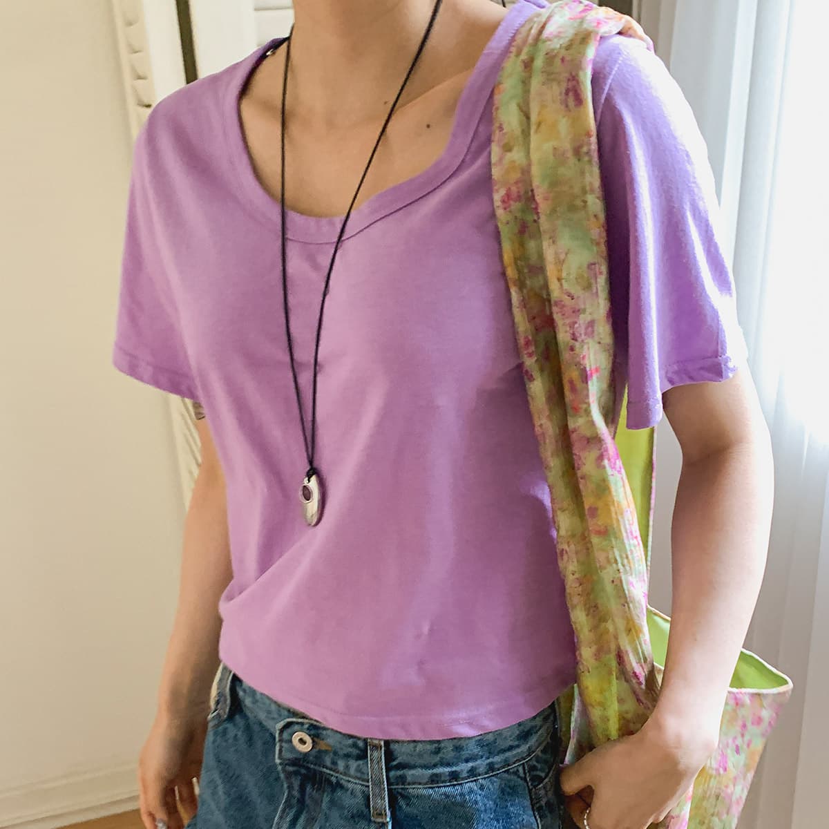 Single-sleeve T-shirt (New Summer Short Sleeve T-shirt Basic Single-sleeve T-shirt Cropped Round Neck) - 이미지 3