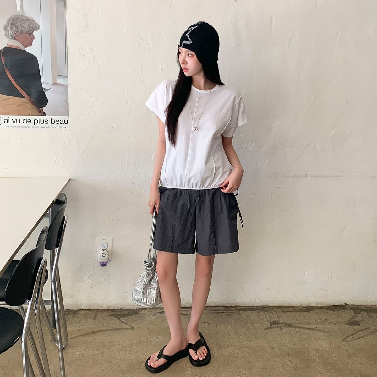 Pintuck Banding T-shirt (New Summer Short Sleeve T-shirt, Banding T-shirt, Cap Sleeve, Round Neck) - 이미지 4