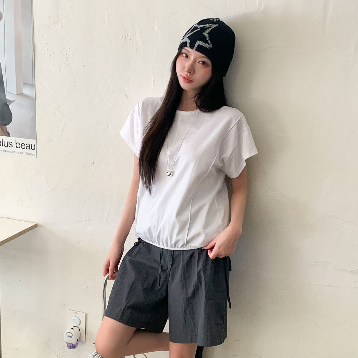 Pintuck Banding T-shirt (New Summer Short Sleeve T-shirt, Banding T-shirt, Cap Sleeve, Round Neck) - 이미지 7