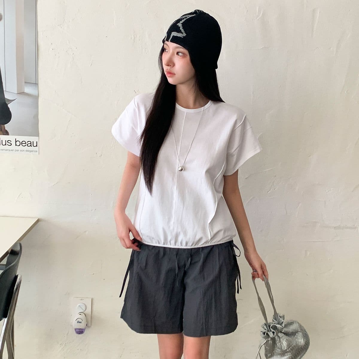 Pintuck Banding T-shirt (New Summer Short Sleeve T-shirt, Banding T-shirt, Cap Sleeve, Round Neck) - 이미지 2