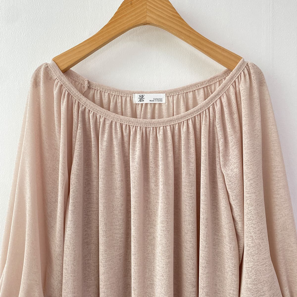 Shirred Blouse (New Summer Short Sleeve Cool Fabric Shirred Top U-Neck) - 이미지 14