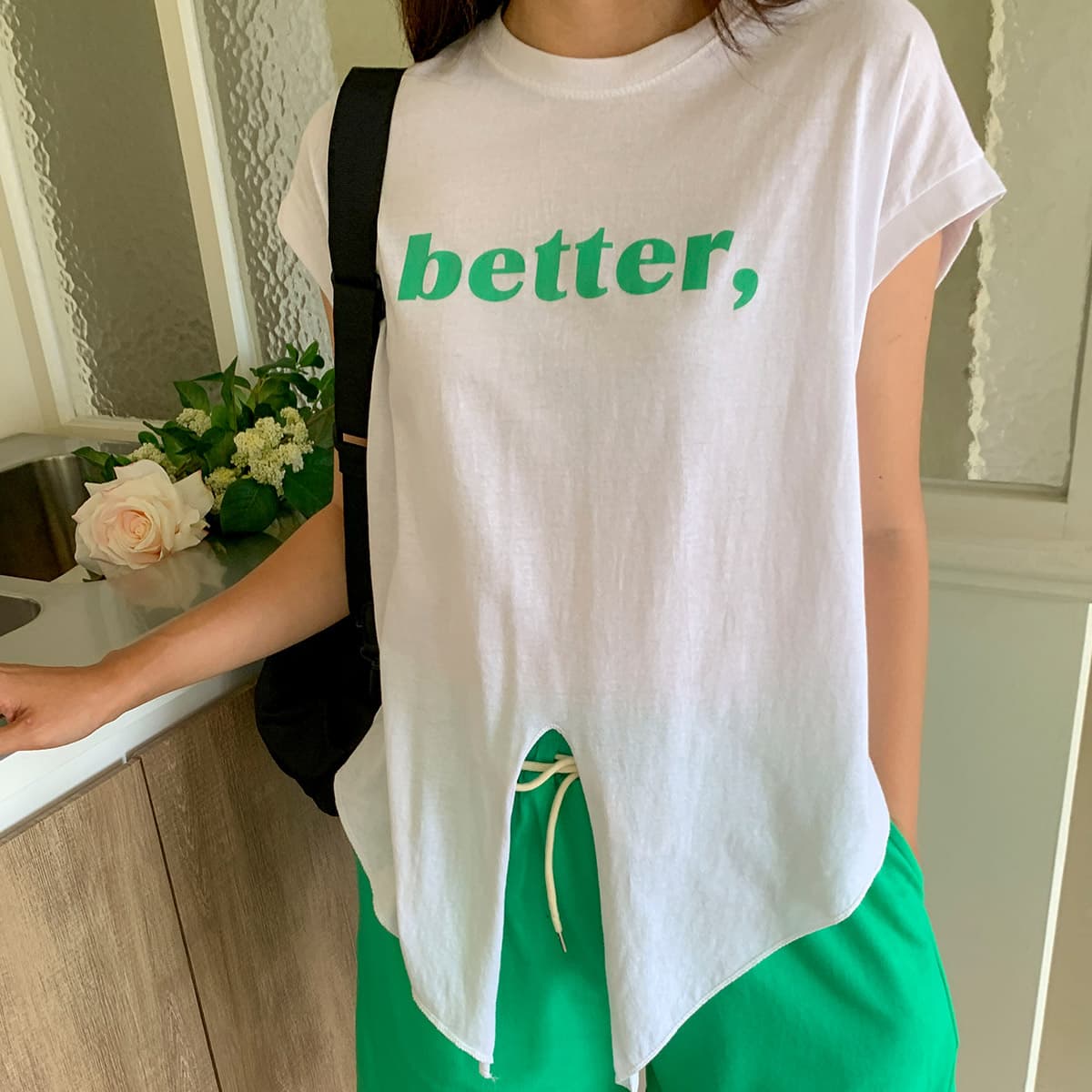 Summer Slit T-shirt (New Cool Summer Knot Vacation Sleeveless T-shirt Printed T-shirt Summer Short Sleeve T-shirt) - 이미지 4