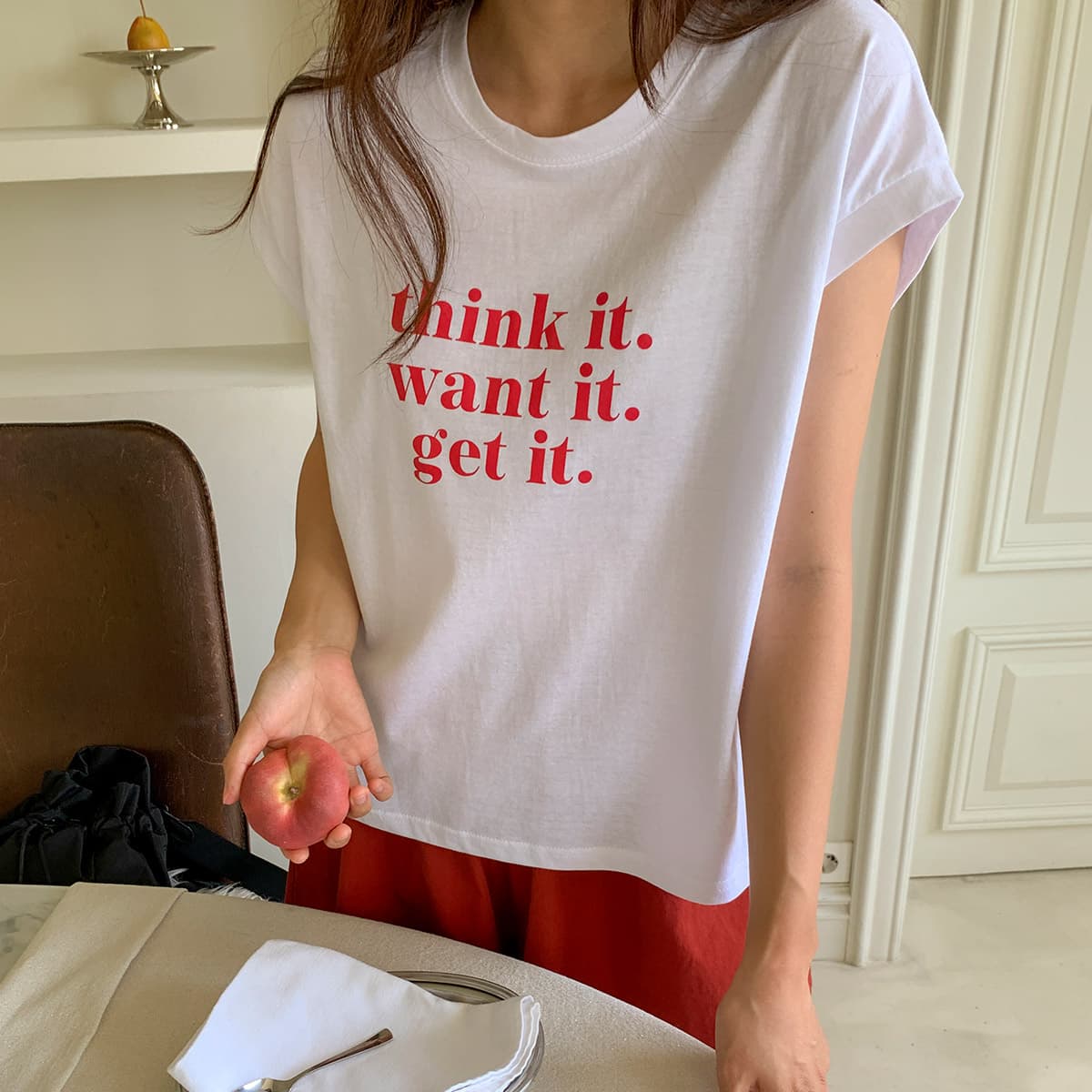 It's Printed T-shirt (New Short Sleeve T-shirt, Printed T-shirt, Summer Asymmetrical T-shirt, Sleeveless Sleeveless Top) - 이미지 5