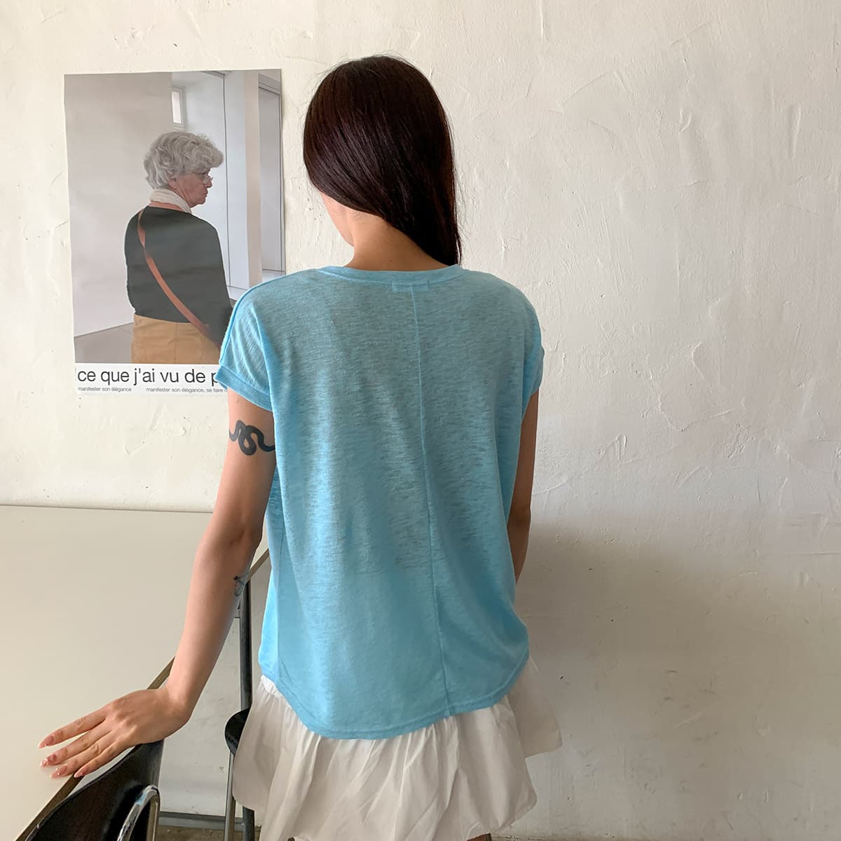 Skin Cap Sleeve ( New Summer Short Sleeve Cap Sleeve See-through Sleeveless Top ) - 이미지 6