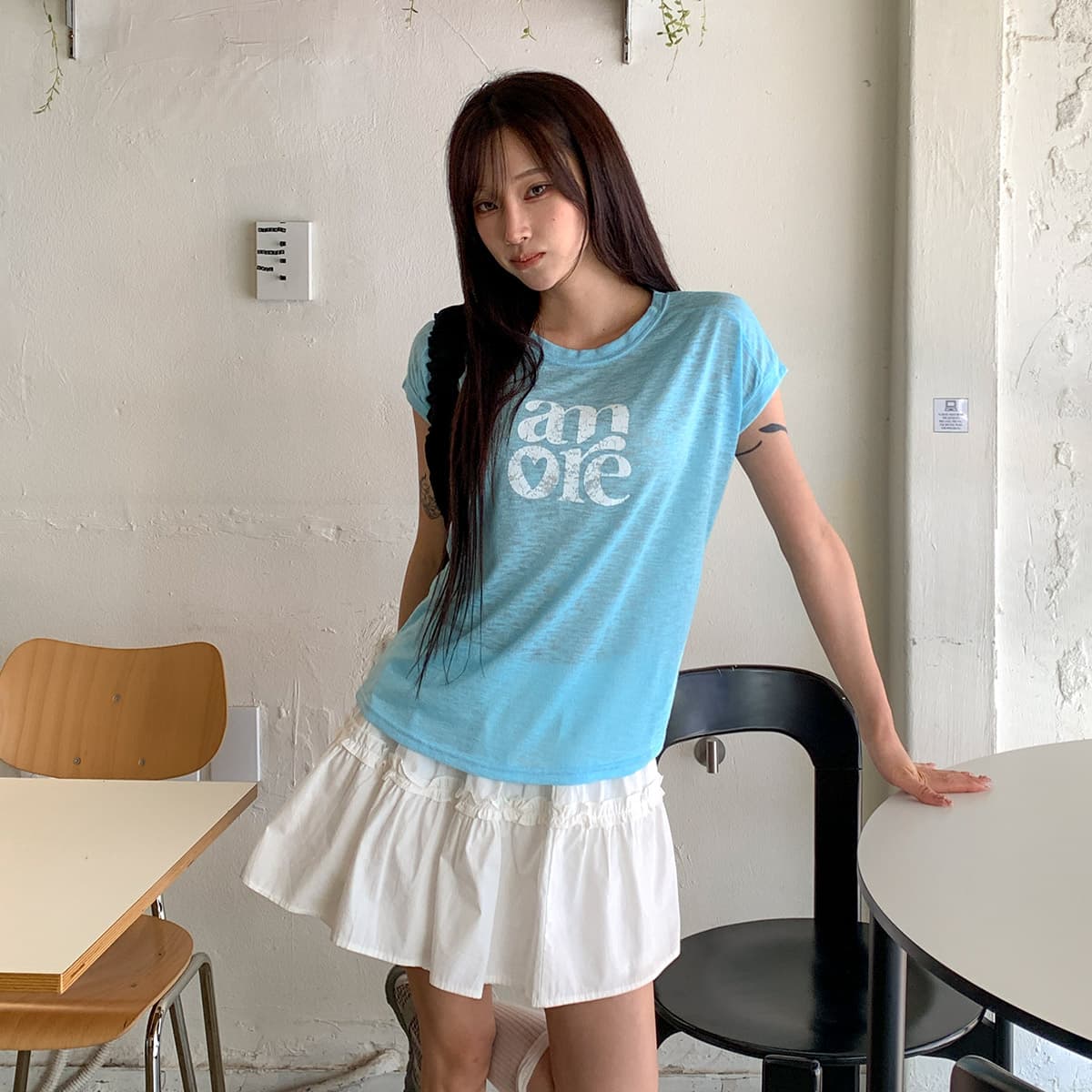 Skin Cap Sleeve ( New Summer Short Sleeve Cap Sleeve See-through Sleeveless Top ) - 이미지 8