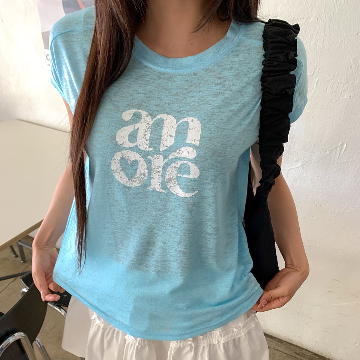 Skin Cap Sleeve ( New Summer Short Sleeve Cap Sleeve See-through Sleeveless Top ) - 이미지 1