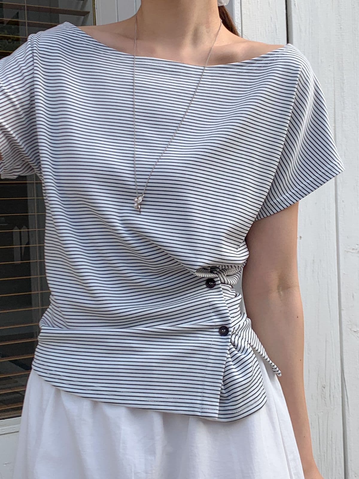 Button slim tee - 이미지 1