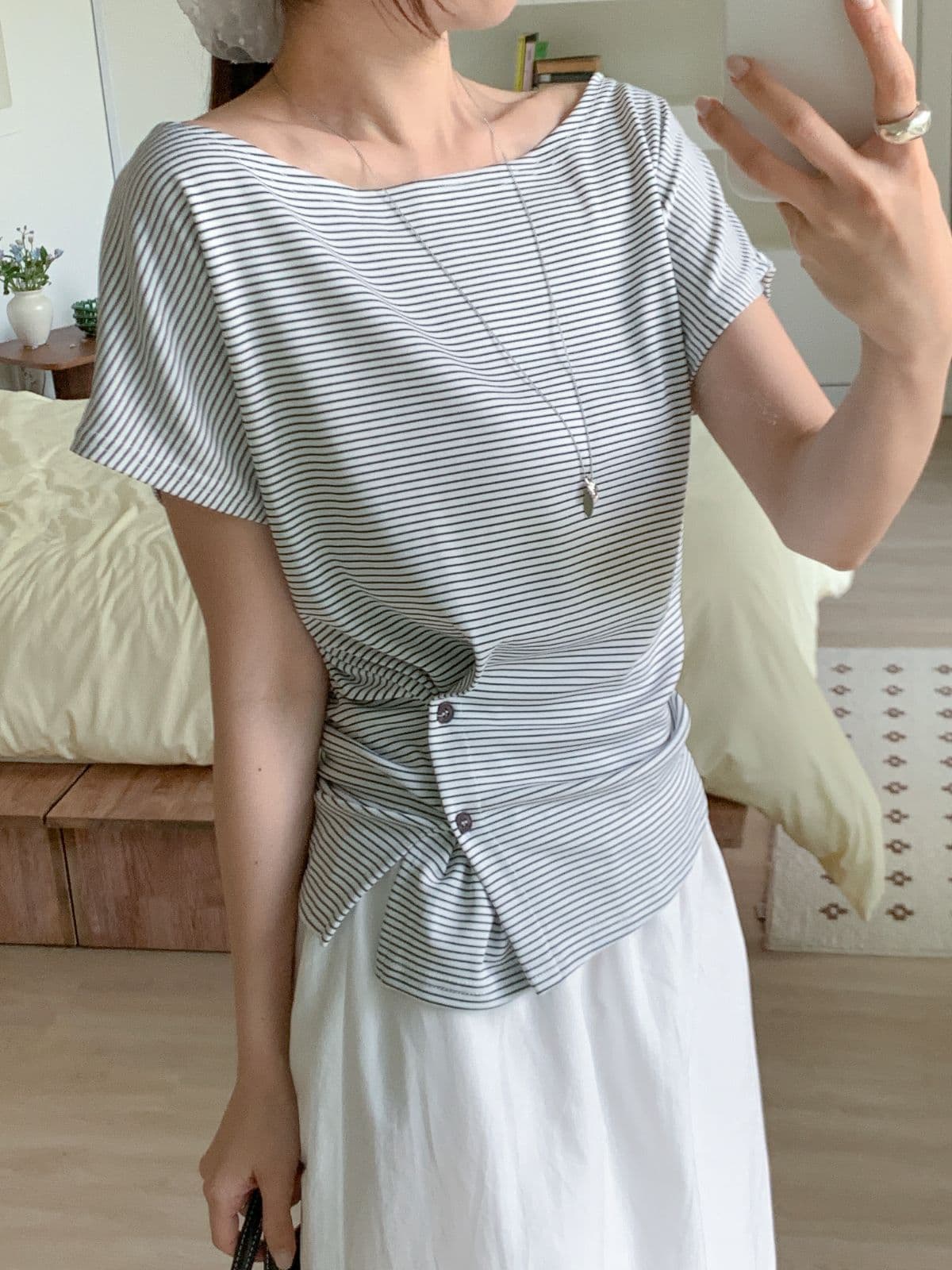 Button slim tee - 이미지 11