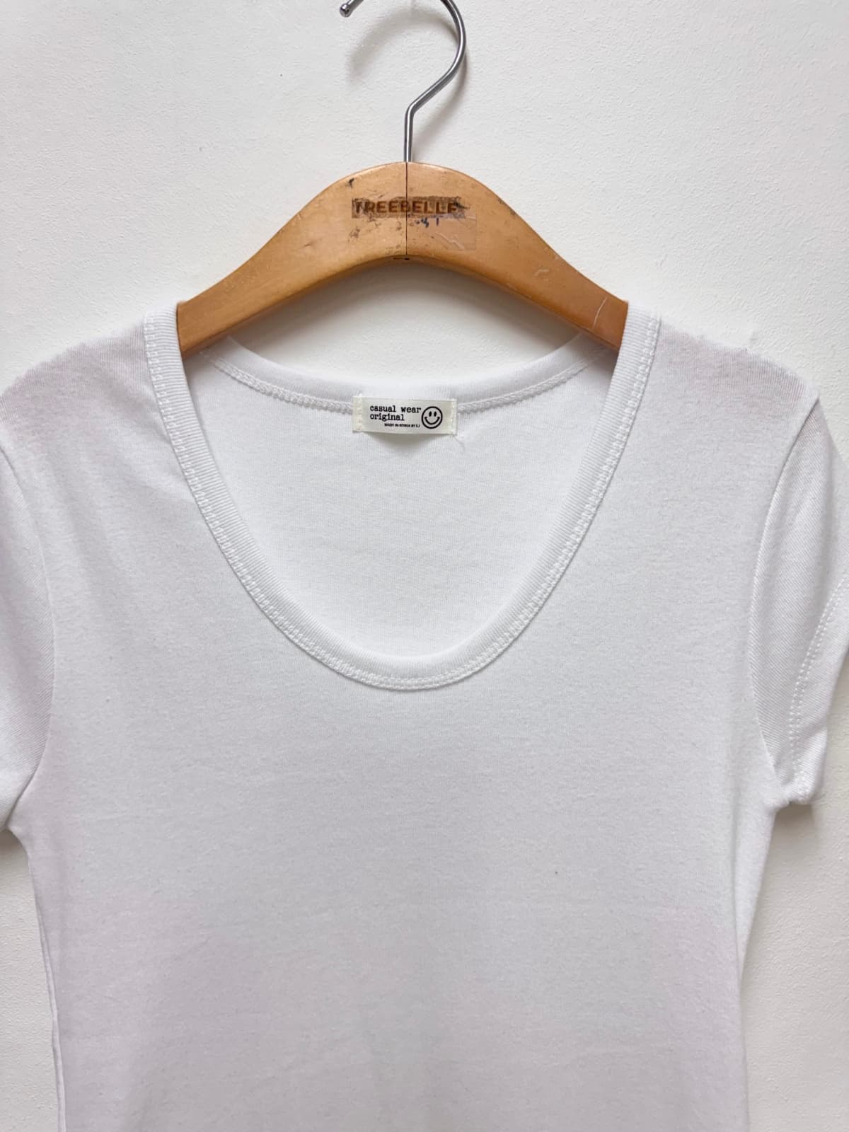 Stretchy U-neck T-shirt (Ribbed inner spandex T-shirt for domestic use) - 이미지 8
