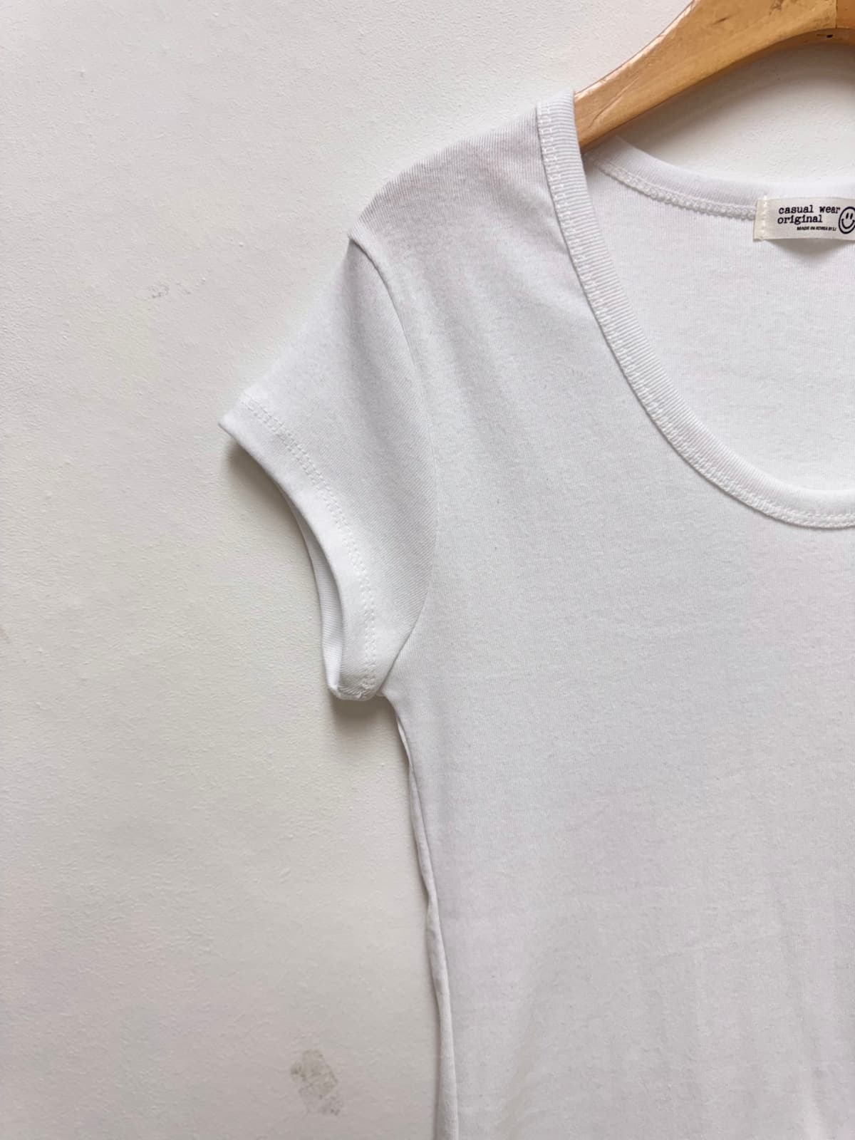 Stretchy U-neck T-shirt (Ribbed inner spandex T-shirt for domestic use) - 이미지 9