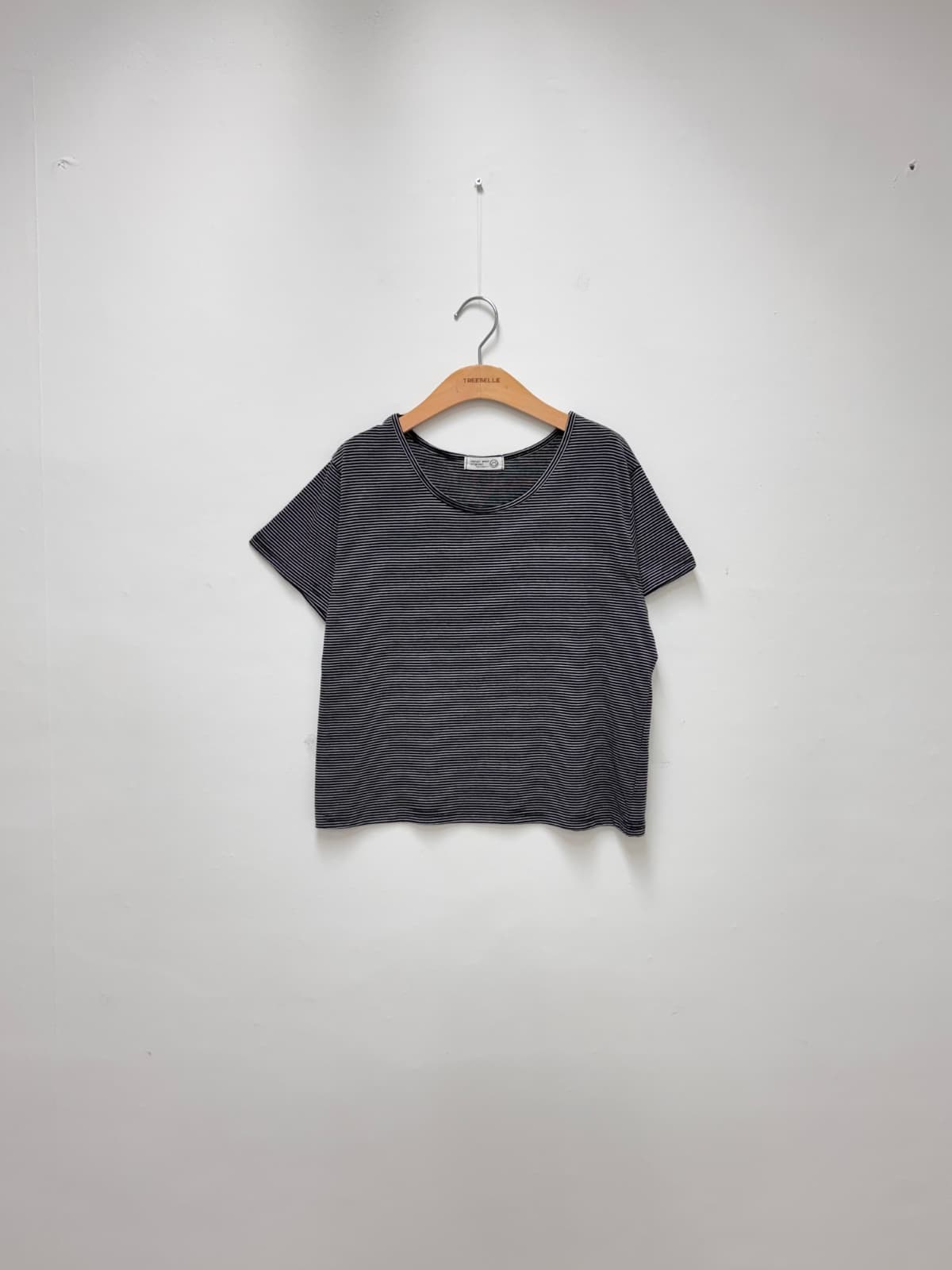 Milk Striped T-shirt (Basic Short Sleeve Striped Round Neck - 이미지 12
