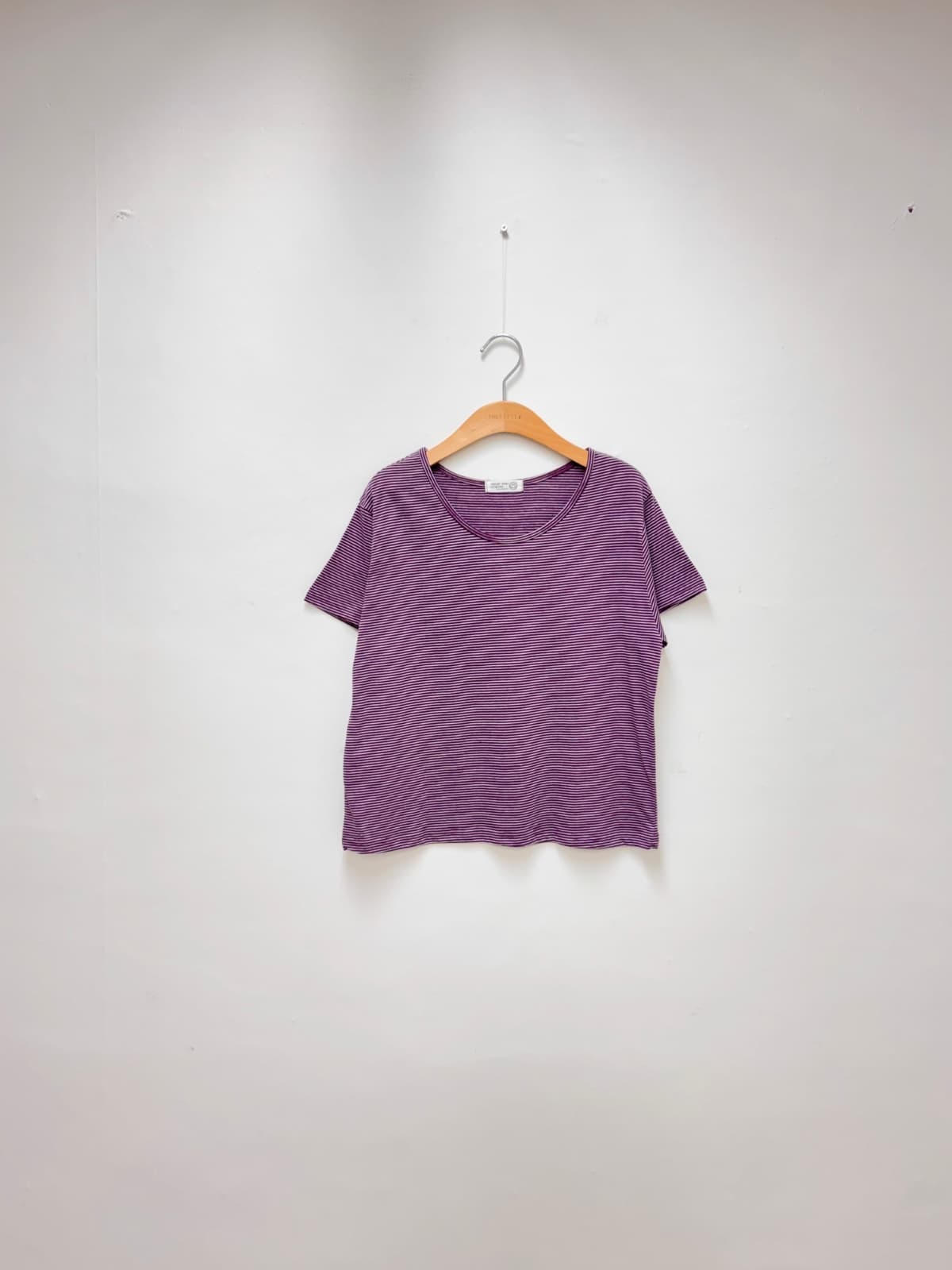 Milk Striped T-shirt (Basic Short Sleeve Striped Round Neck - 이미지 10