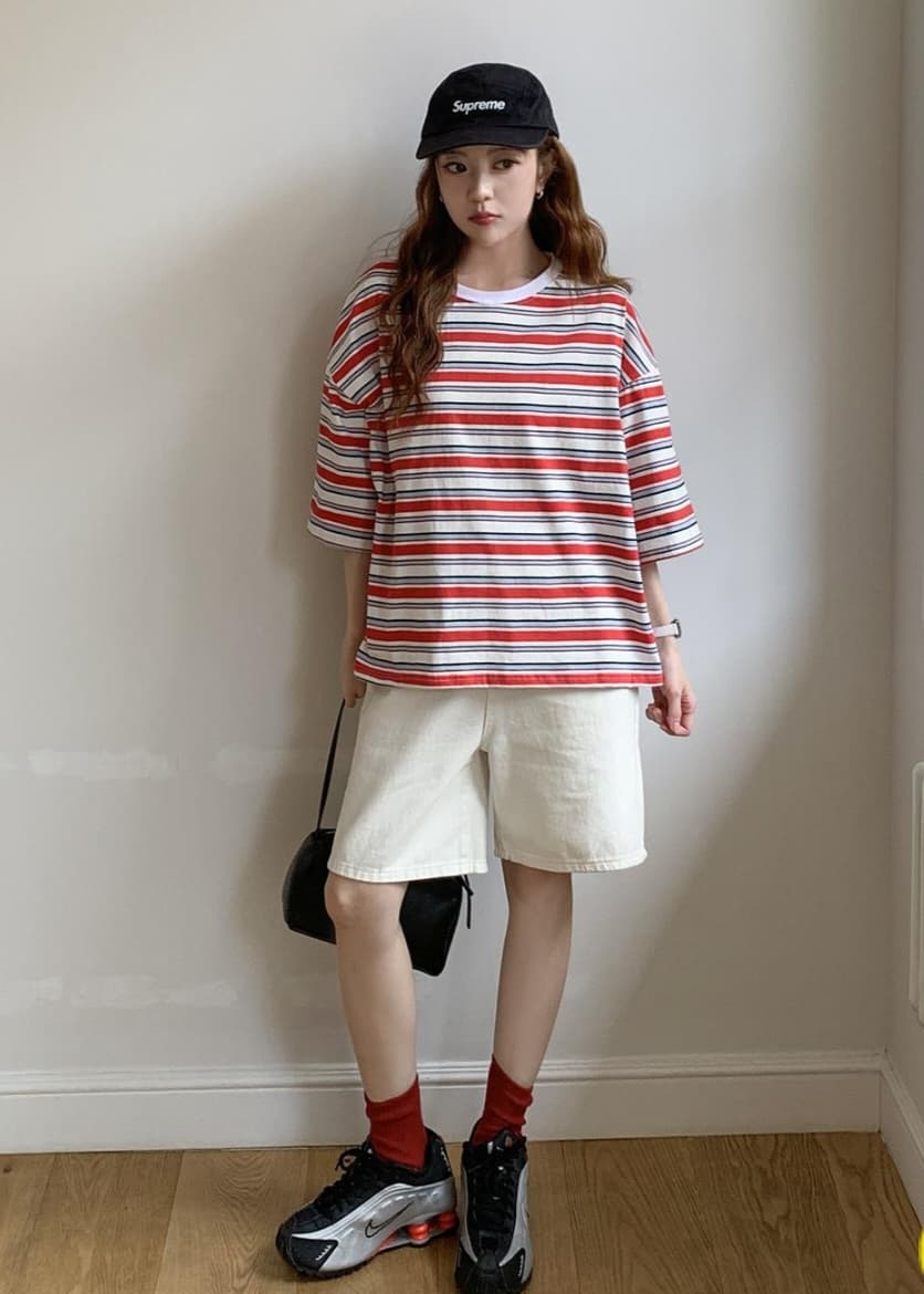 Lucky Striped Tee (Stripe Big Size Casual Cotton) - 이미지 2